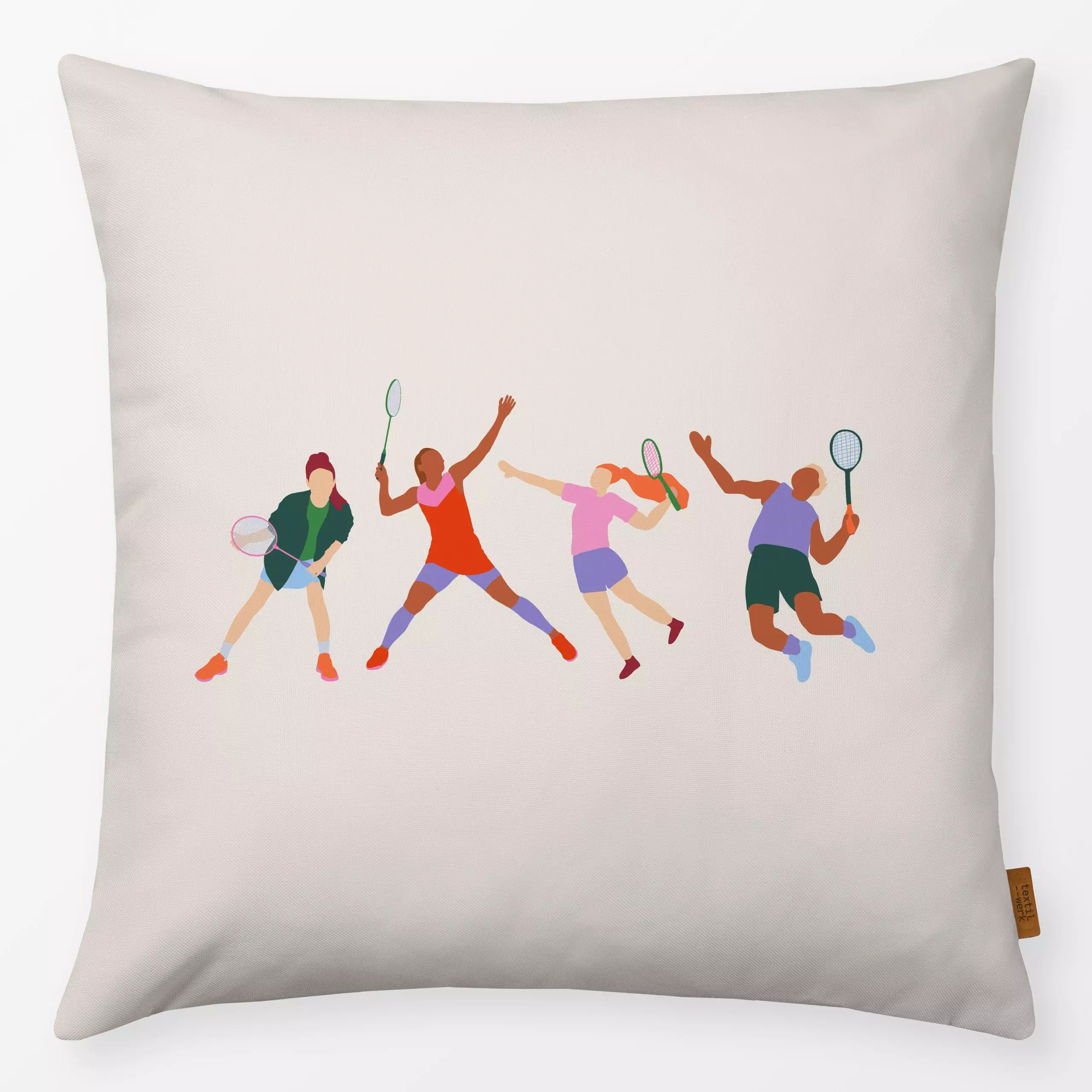 Kissen Badminton 1 - Sport - von „textilwerk“; Illustration, Geschenk, Sport, minimalistisch, schlicht, textilwerk, sportlic...