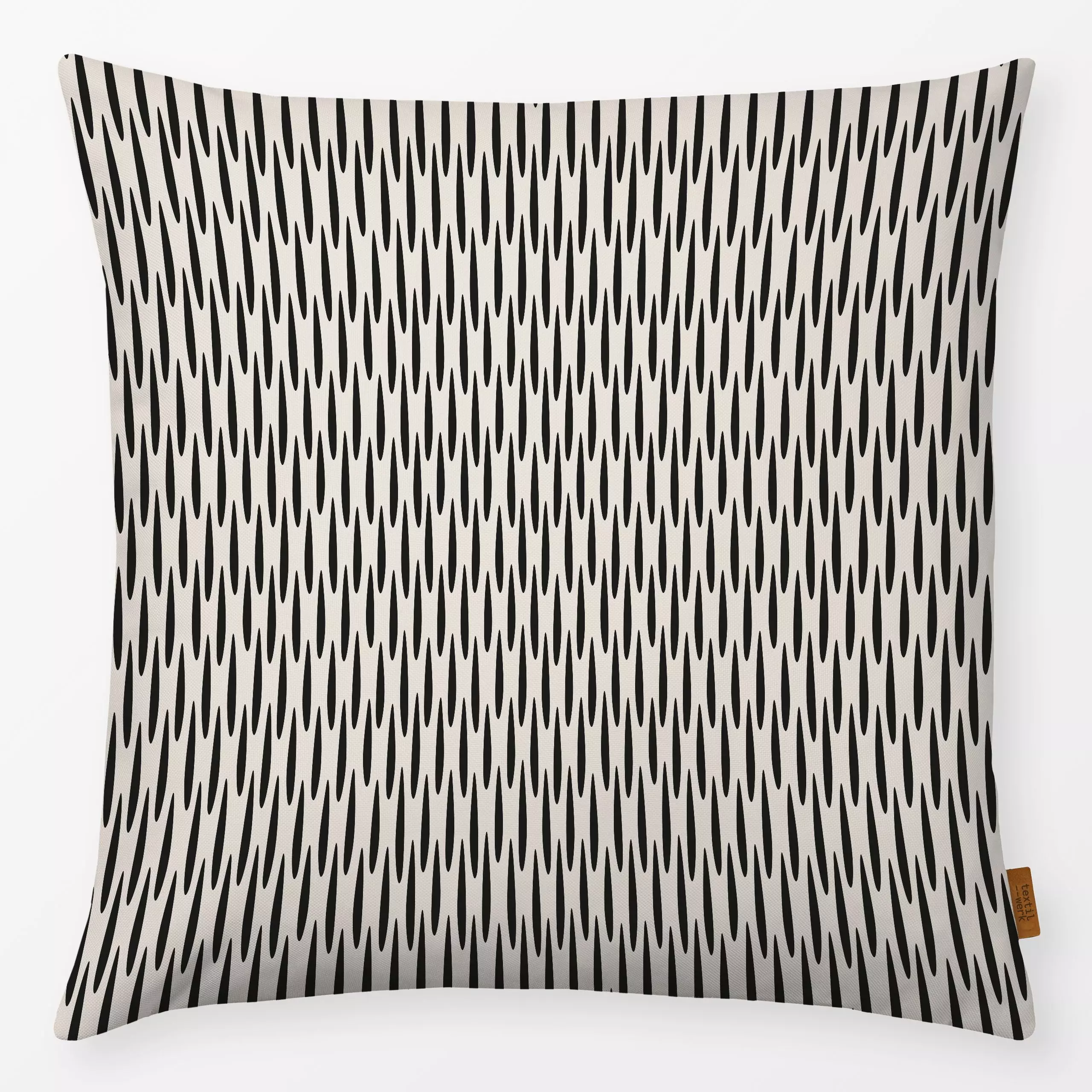 Kissen Boho Pine Needles wool - Symbole & Muster - von „Karen Menzenbach"; Muster, schwarz, abstrakt, Streifen, Striche, gra...