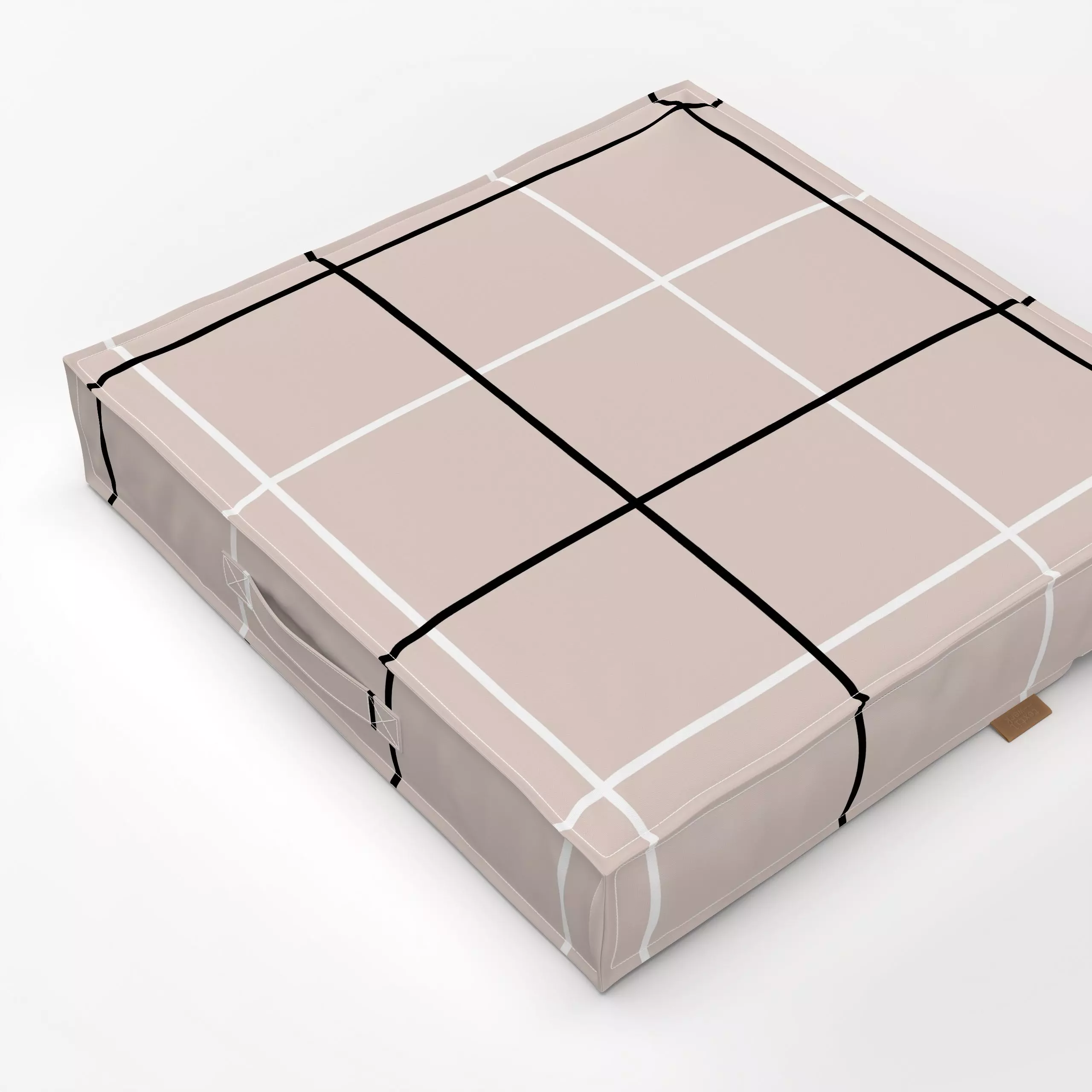 Bodenkissen Großes Karo beige schwarz - Symbole & Muster - von „Studio Kesse“; Linien, Winter, Karo, Herbst, landhaus, klass...