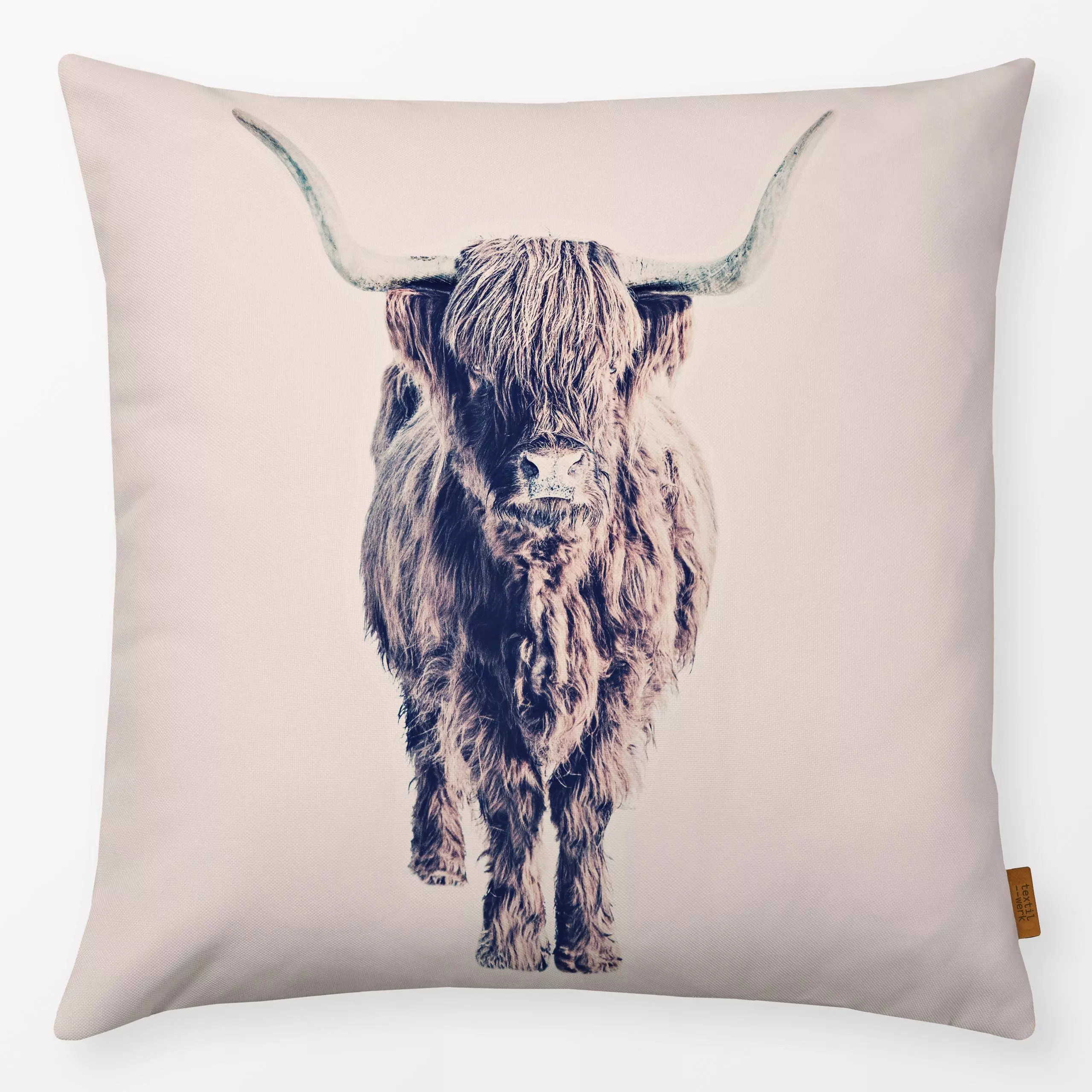 Kissen Colin Hochlandrind - Herbst, Natur & Landschaft, Tiere - von „Monika Strigel“; boho, Kuh, Scandi, outdoor, Katze, Mon...