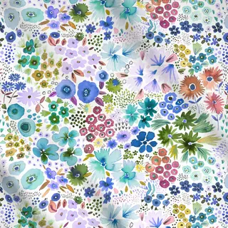 Meterware Artistic Kleine Blumen Blau