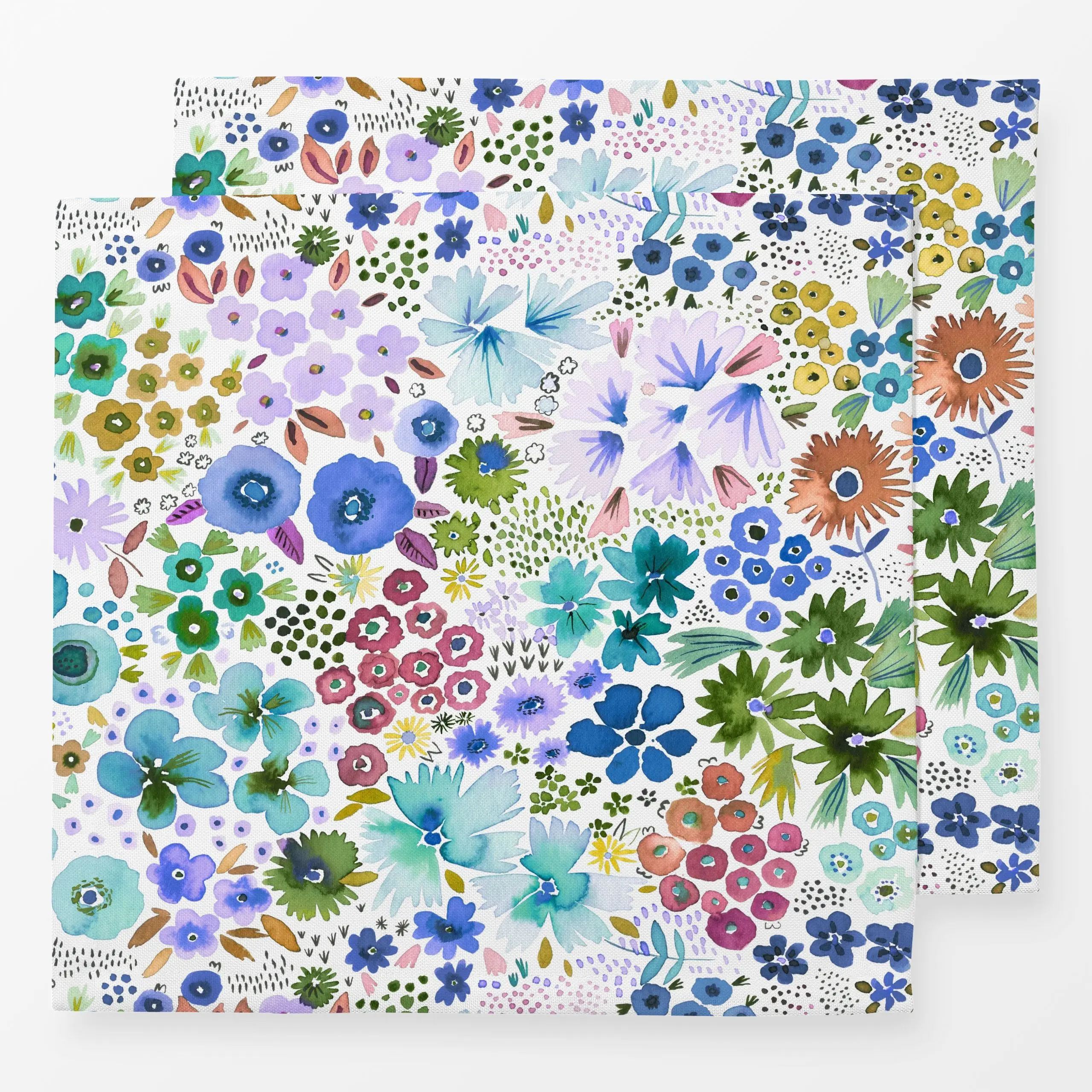 Servietten Artistic Kleine Blumen Blau - Blumen & Florales - von „Ninola Design "; boho, Aquarell, Blumen, Farbverläufe, Gar...