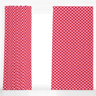 Dekovorhang Chess Pattern red pink