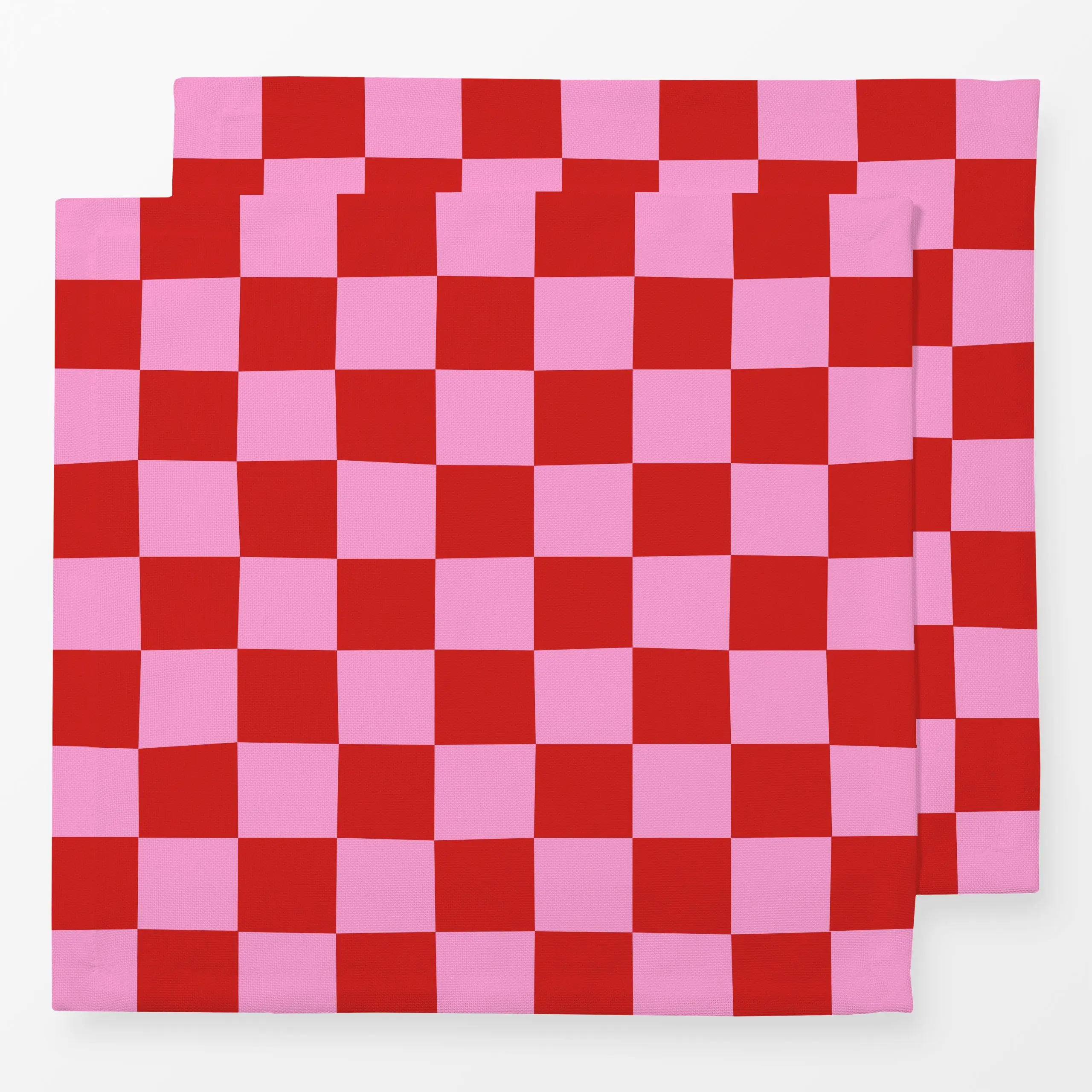 Servietten Chess Pattern red pink - Frühling, Sommer, Symbole & Muster - von „Karen Menzenbach"; Muster, abstrakt, rosa, gra...