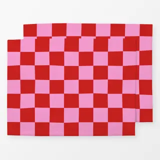 Tischset Chess Pattern red pink