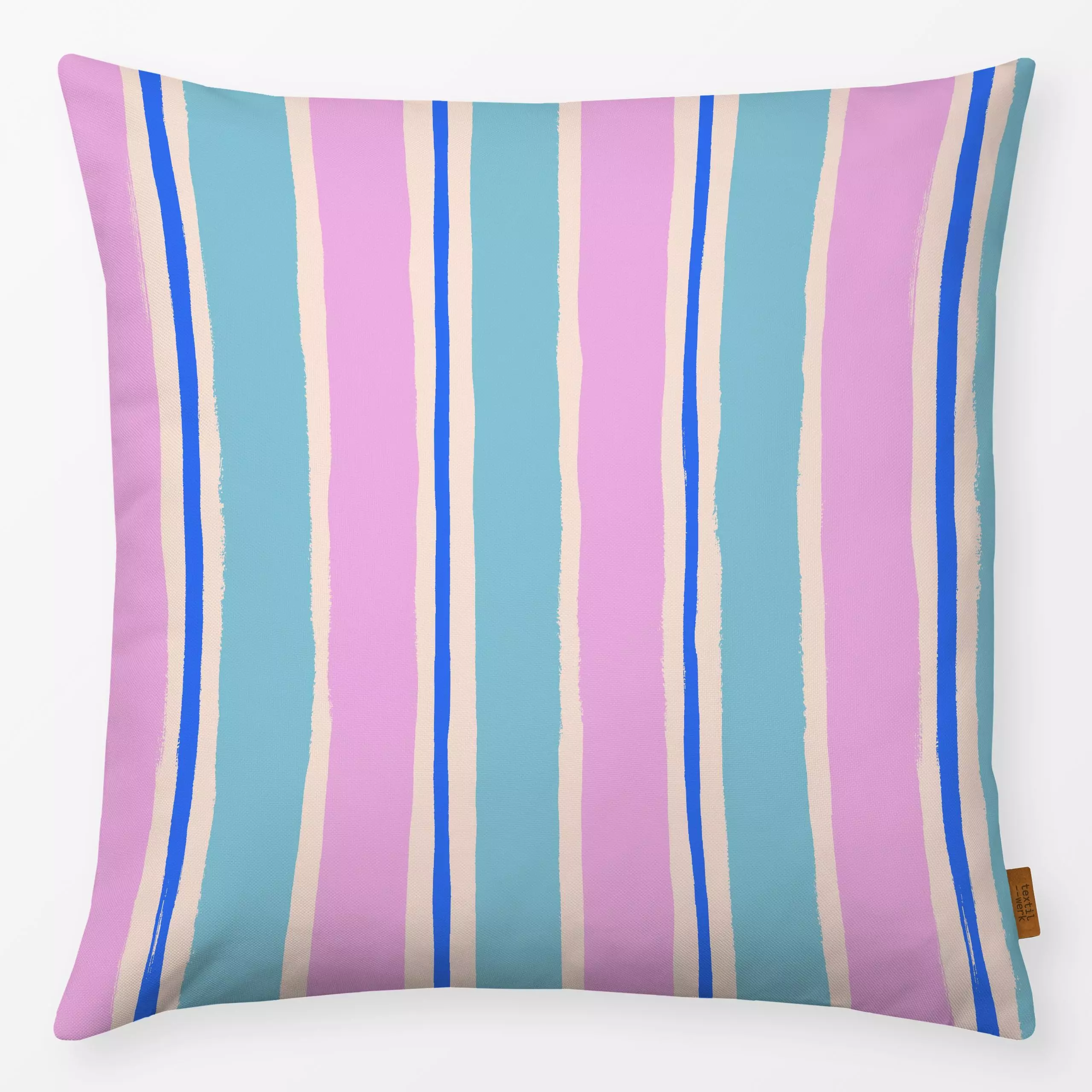 Kissen Streifen Mix - Sommer, Symbole & Muster - von „Julia Schumacher"; Streifen, malerisch, Ostern, Kids, hellblau, vertik...