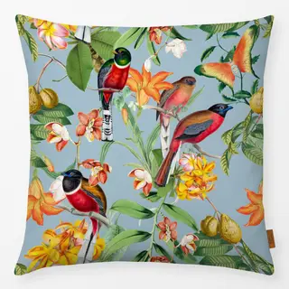 Kissen Bunte tropische Vögel blau