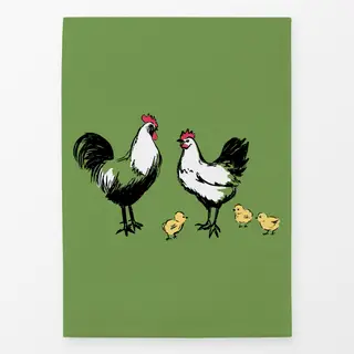 Geschirrtücher Huhn Hahn und Küken grün