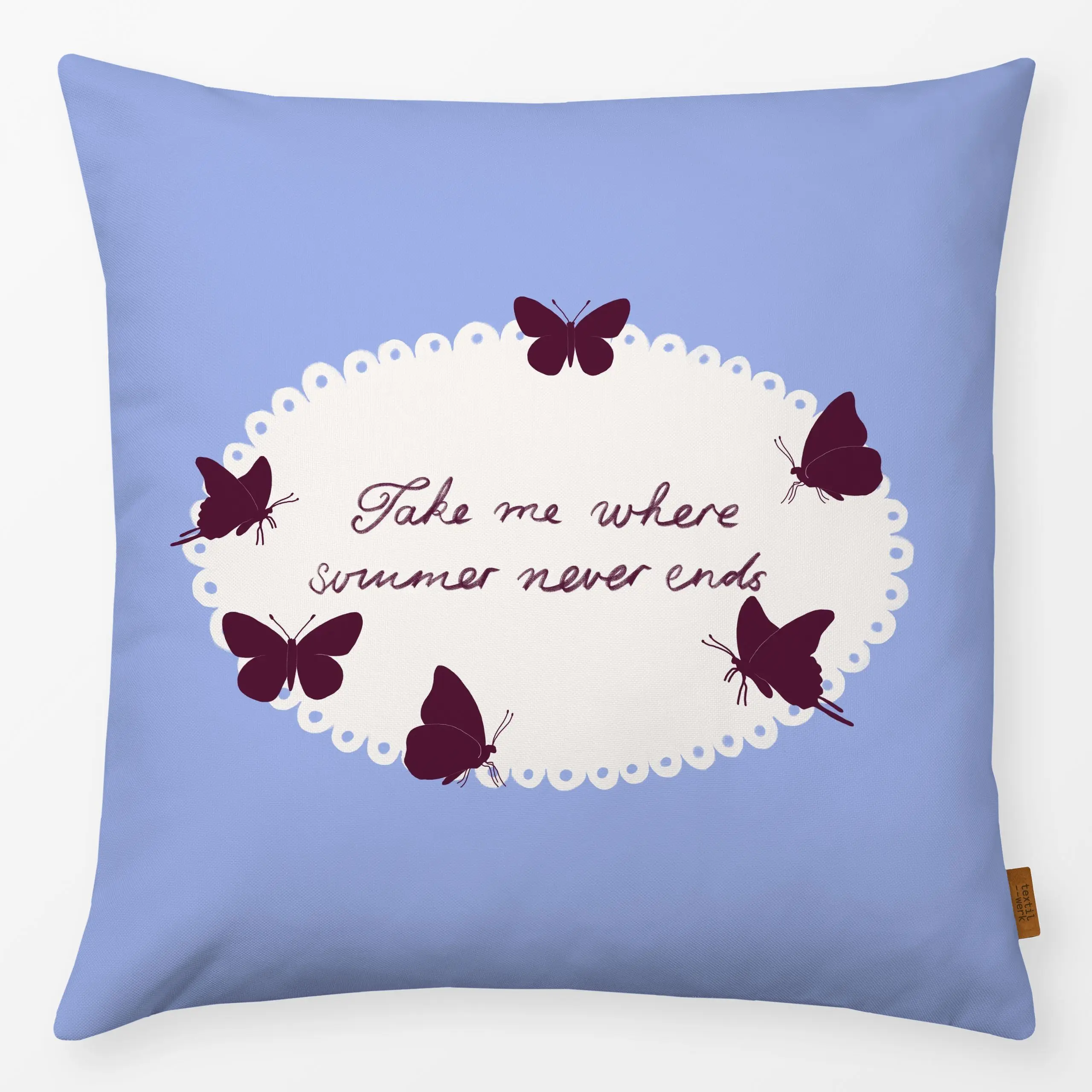 Kissen Schmetterlinge Spitze Typo - Sommer, Tiere, Sprüche & Schriftzüge - von „Sophie Augustin Illustration"; Schmetterling...