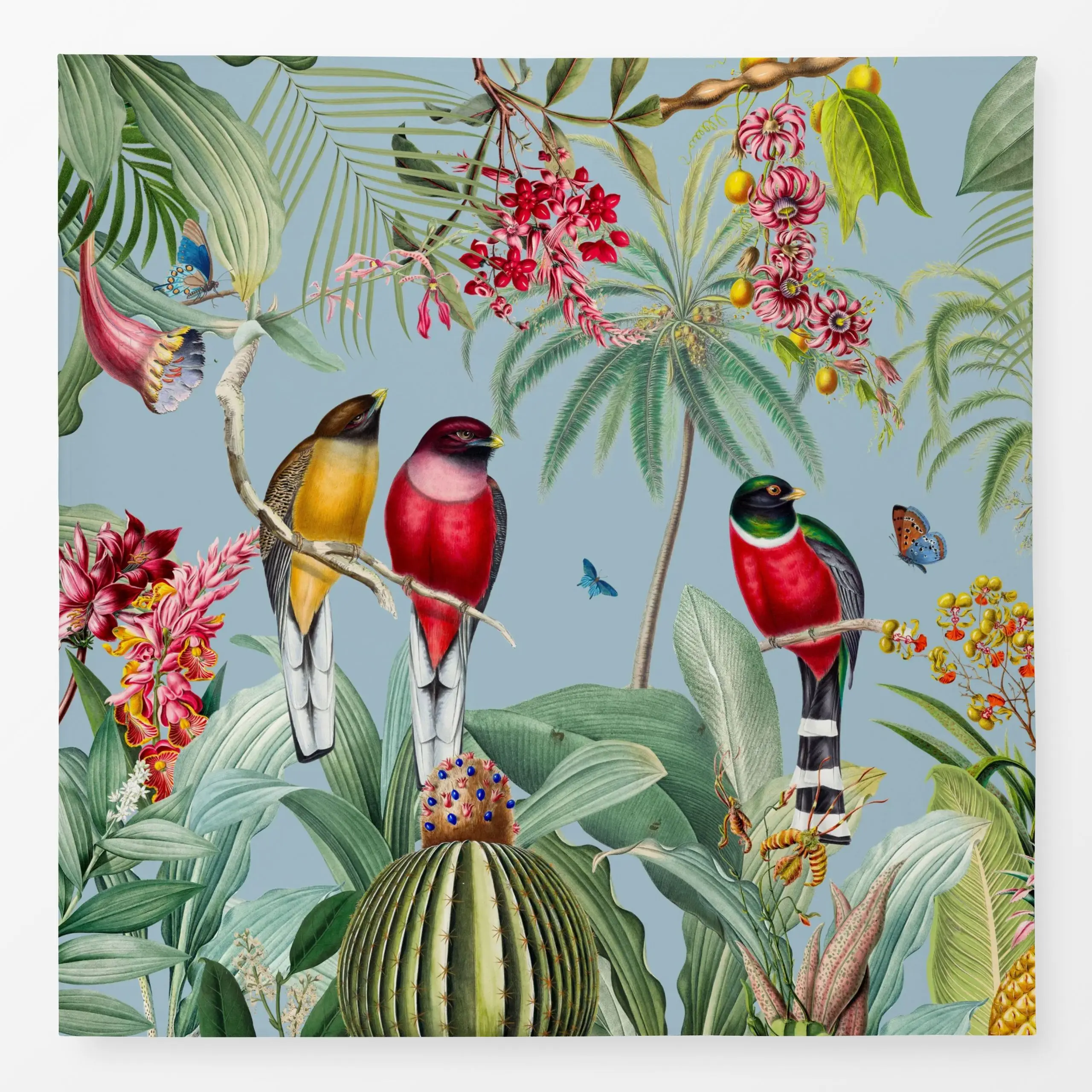 Tischdecke Tropischer Regenwald blau - Sommer, Tiere, Safari & Dschungel - von „Uta Naumann"; Natur, Garten, tropisch, Somme...