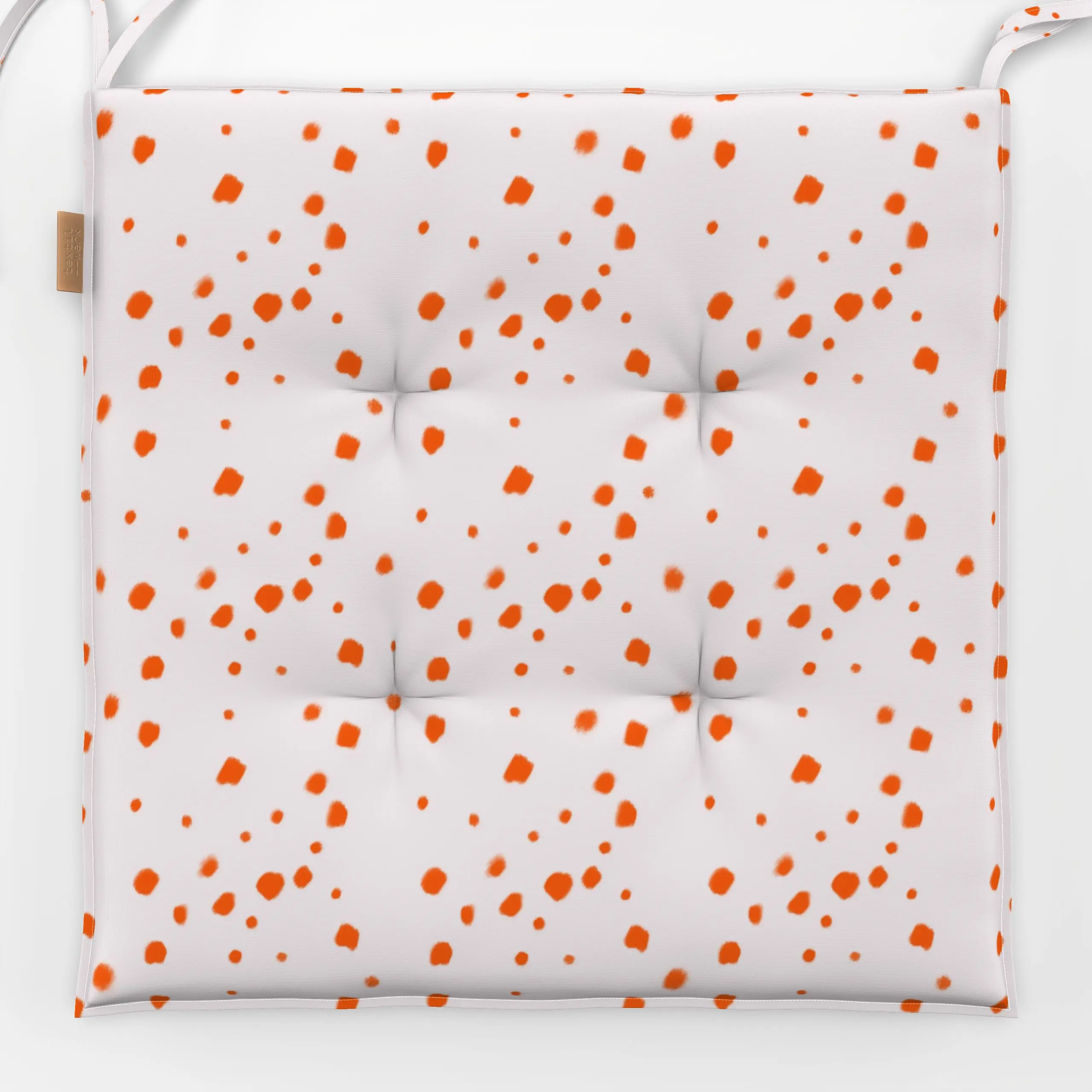 Sitzkissen Fleckenmuster Orange - Symbole & Muster - von „Sophie Augustin Illustration"; Muster, Punkte, Terrazzo, Orange, D...