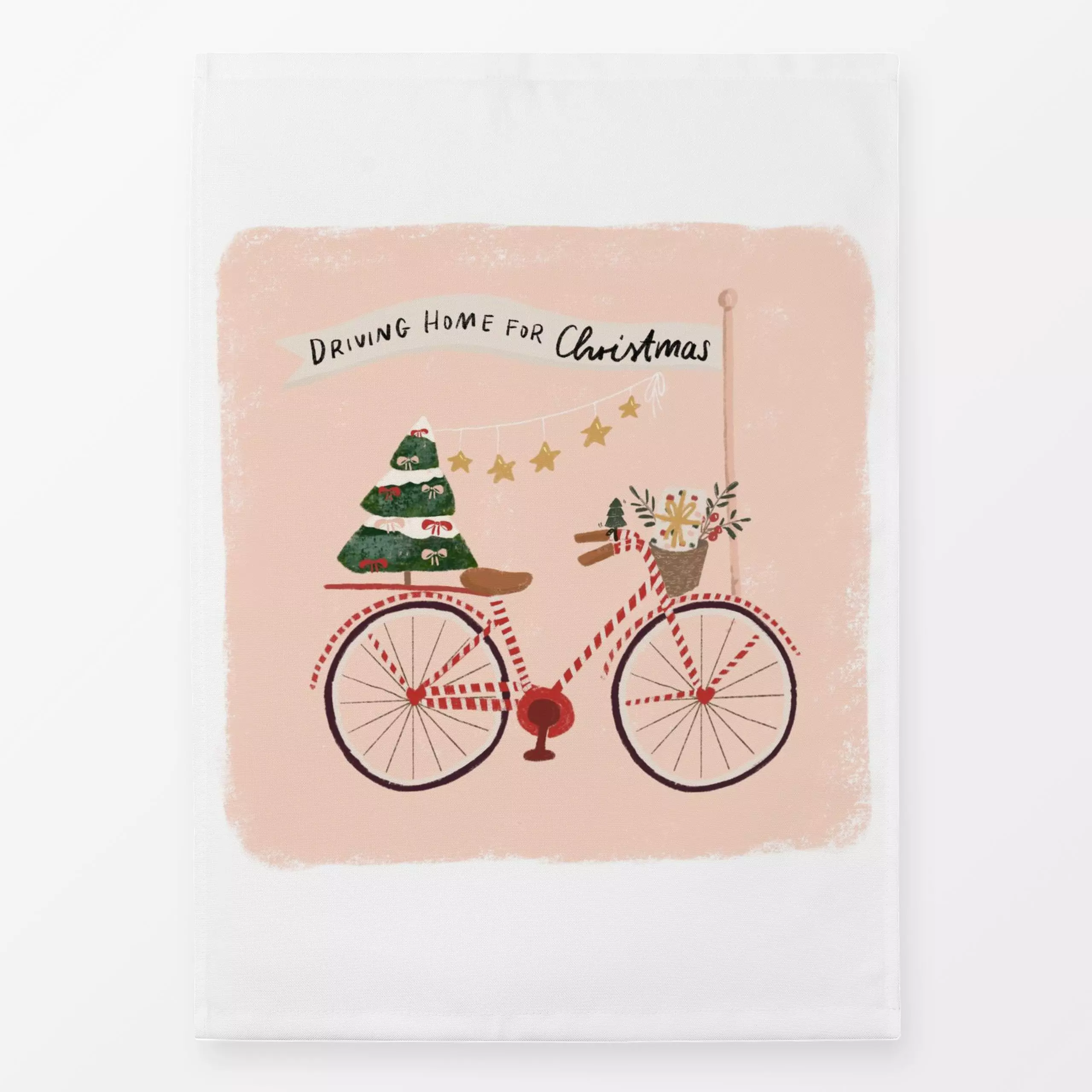 Geschirrtücher Weihnachtsfahrrad - Sprüche & Schriftzüge, Weihnachten, Winter - von „Lena Yokota"; Illustration, Fahrrad, We...