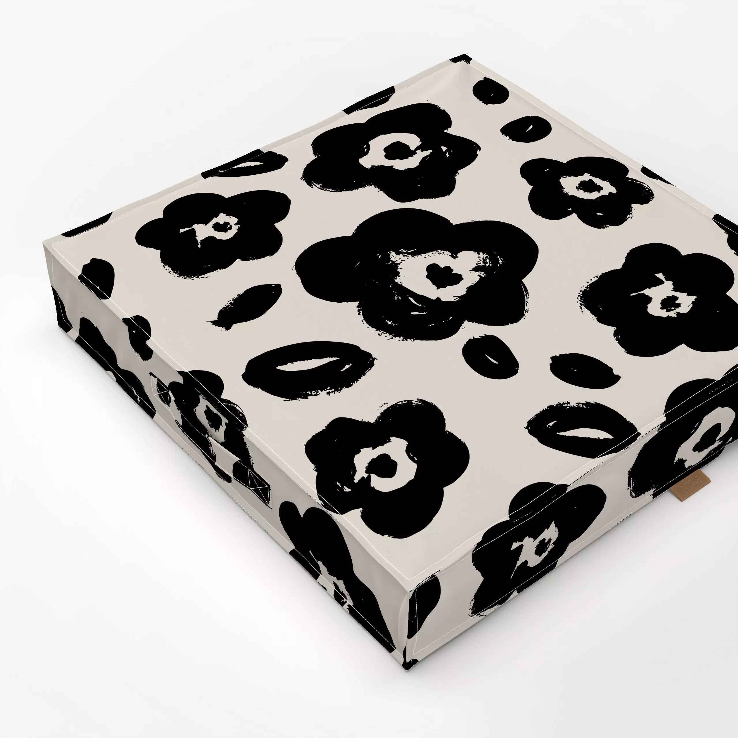 Bodenkissen BASIC PATTERN NO18 - Blumen & Florales, Symbole & Muster - von „Kruth Design"; Muster, schwarz, Trockenblumen, G...