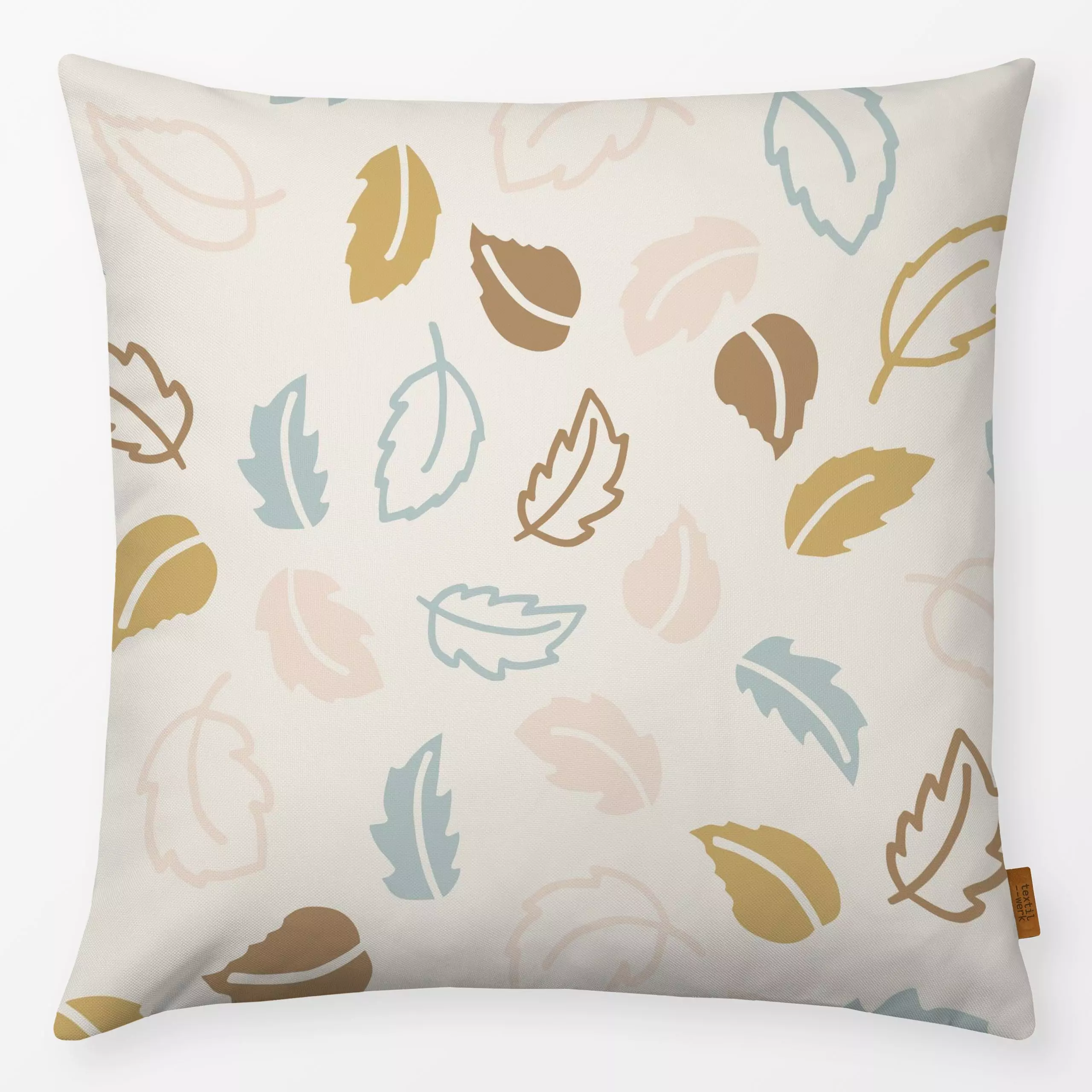 Kissen Herbstblätter hell - Pflanzen & Botanik - von „Katrin Graff"; Blatt, Blätter, Herbst, Pastell, herbstlich, Ruhe, blus...