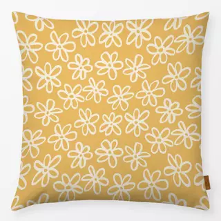 Kissen Blumen Muster Beige Gelb