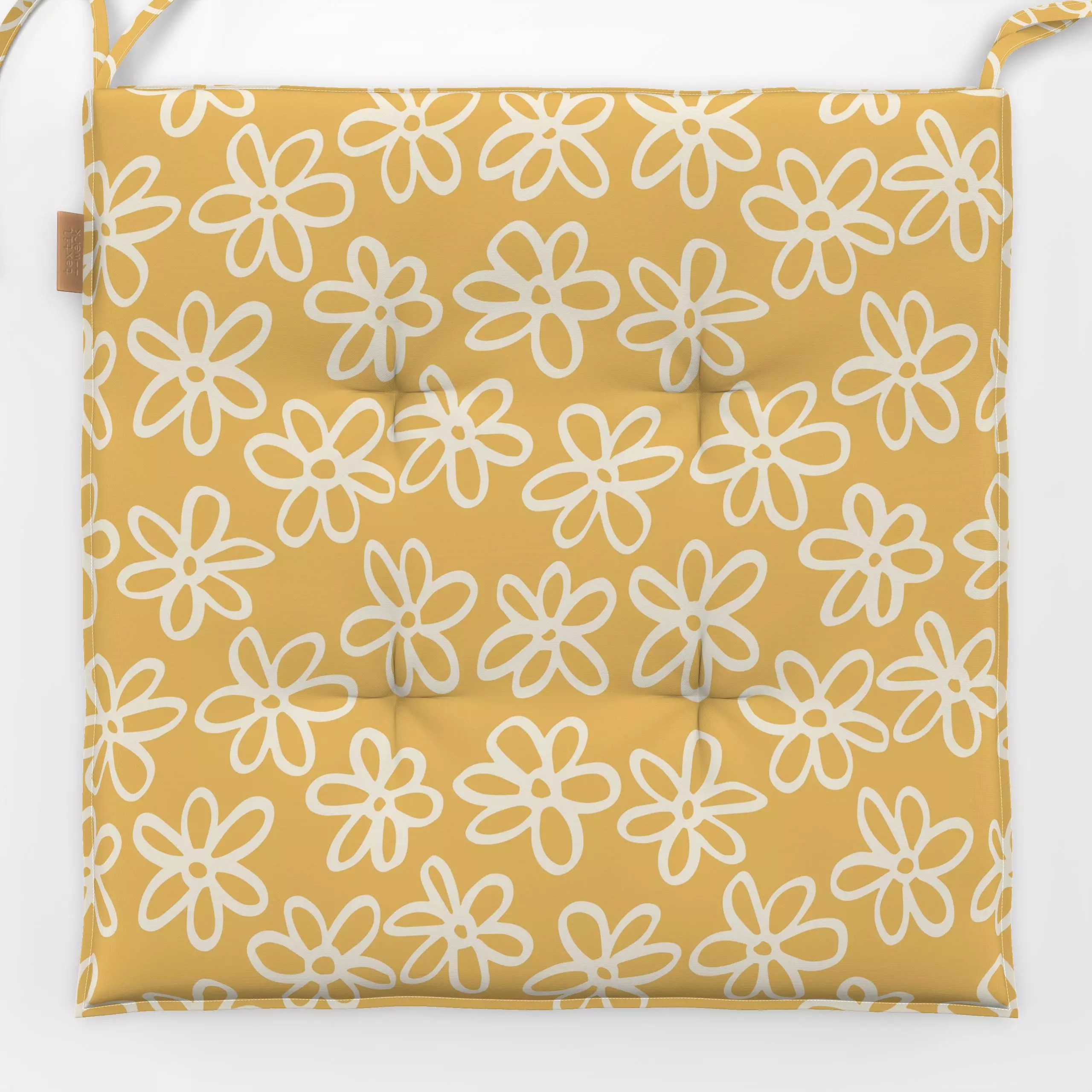 Sitzkissen Blumen Muster Beige Gelb - Blumen & Florales, Sommer, Symbole & Muster - von „Kathrin Woo"; minimal, Blumen, mode...