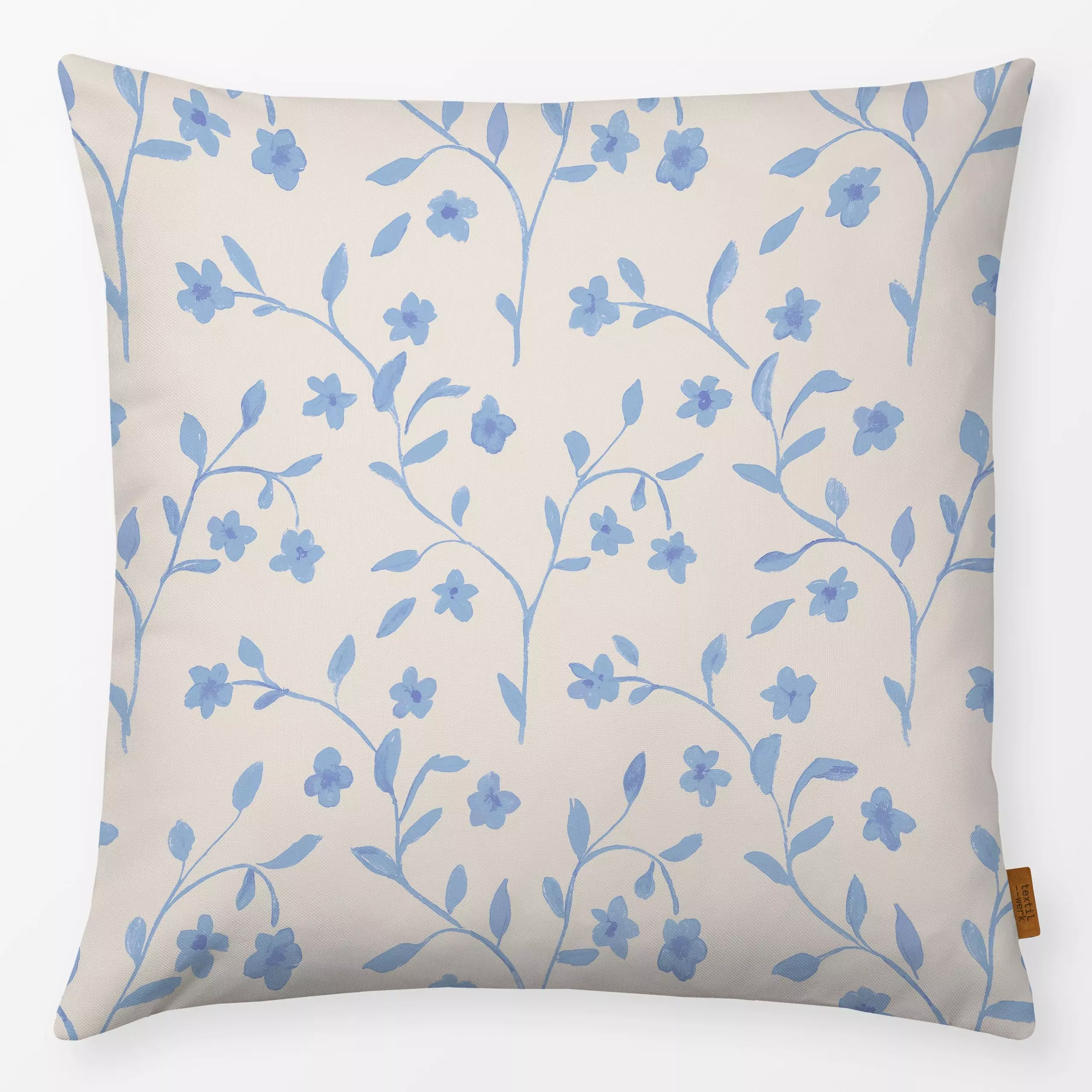 Kissen Blumen Ranken blau - Blumen & Florales, Symbole & Muster, Pflanzen & Botanik - von „Studio Kesse"