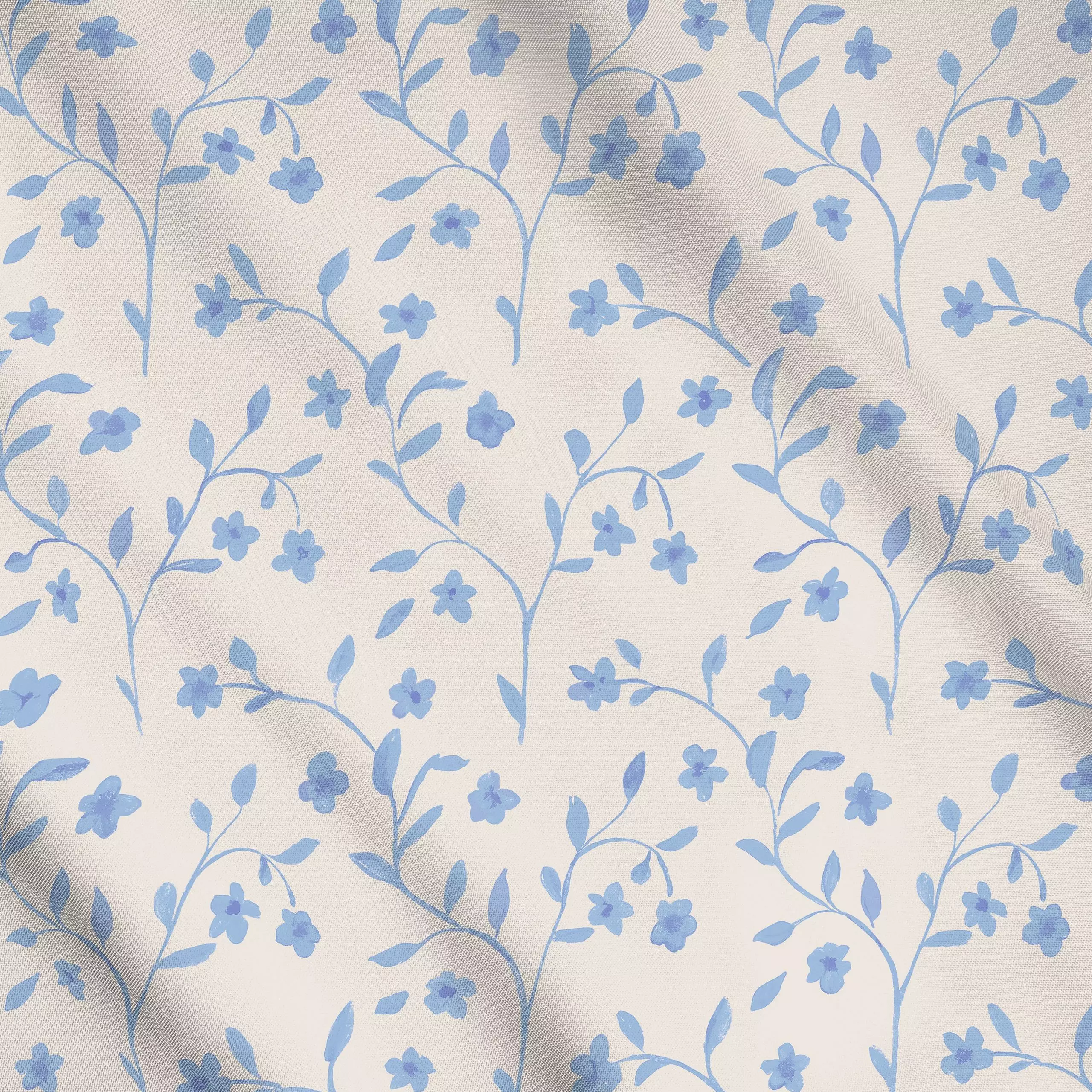 Meterware Blumen Ranken blau - Blumen & Florales, Symbole & Muster, Pflanzen & Botanik - von „Studio Kesse"