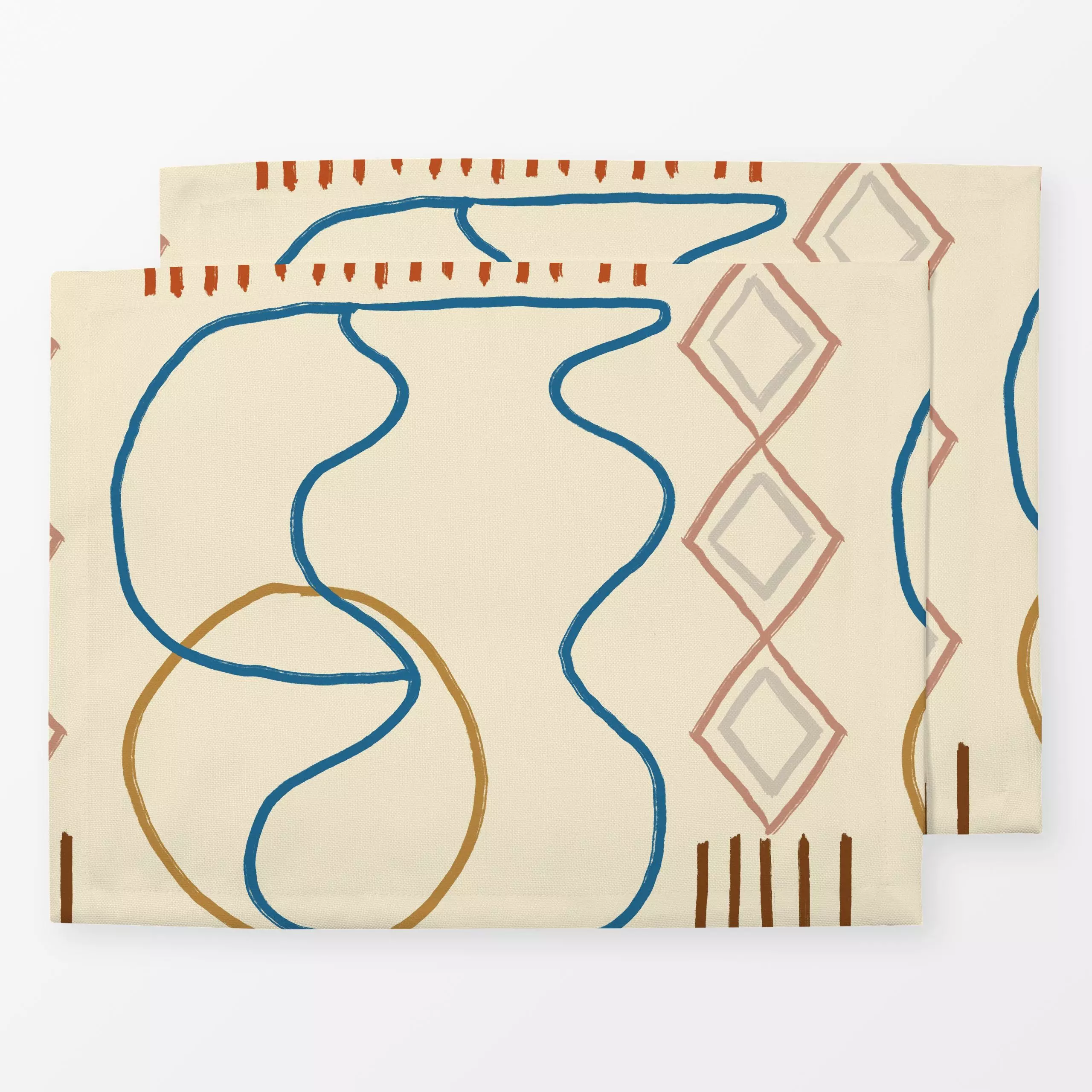 Tischset Abstract Boho Geometric - Sommer, Symbole & Muster, Retro & Vintage - von „KunstbyStephie"; marrakesch, marrokko, b...