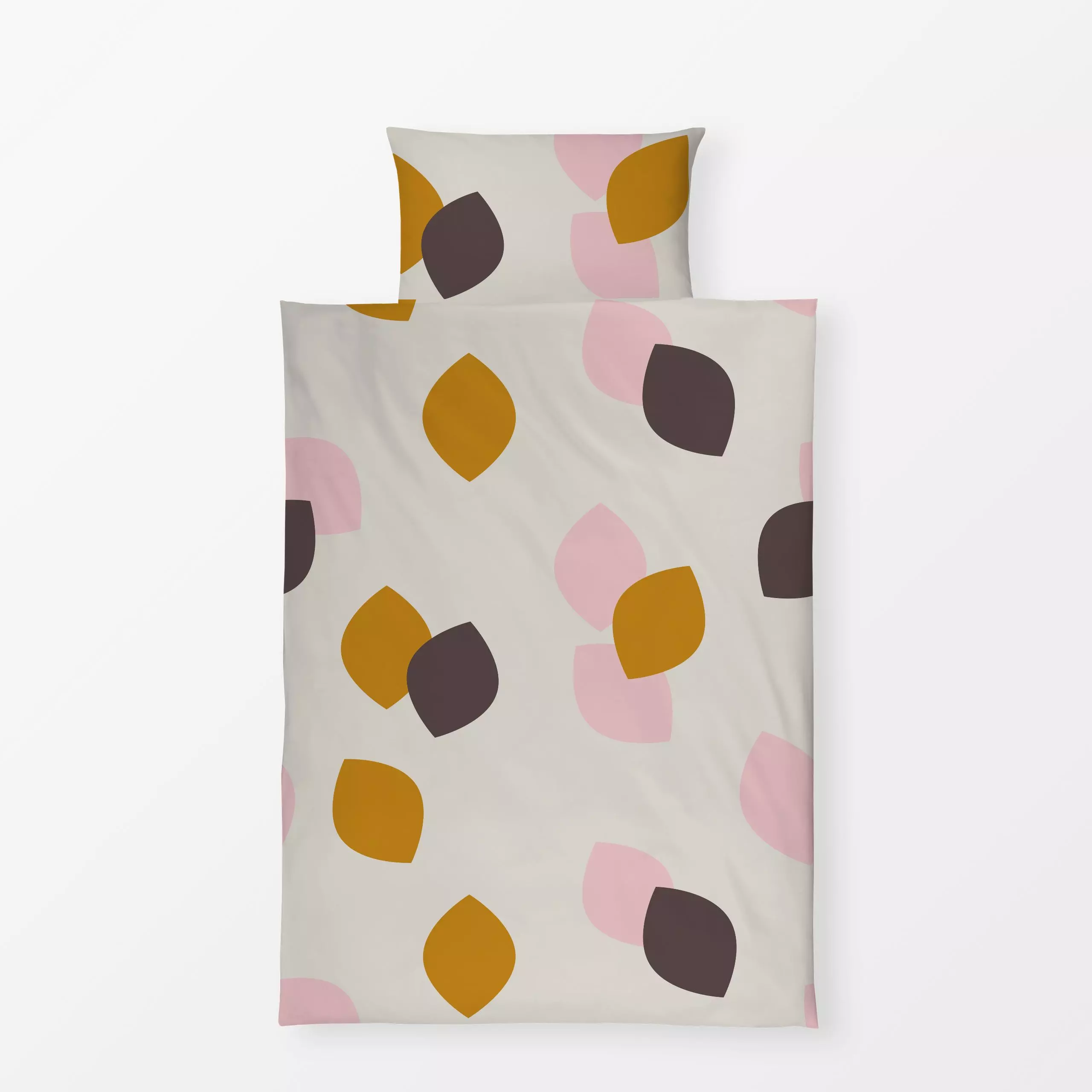 Bettwäsche Muster Blätter beige gelb rosa - Herbst, Symbole & Muster - von „Carolin Vonhoff"; Muster, Natur, altrosa, Blätte...