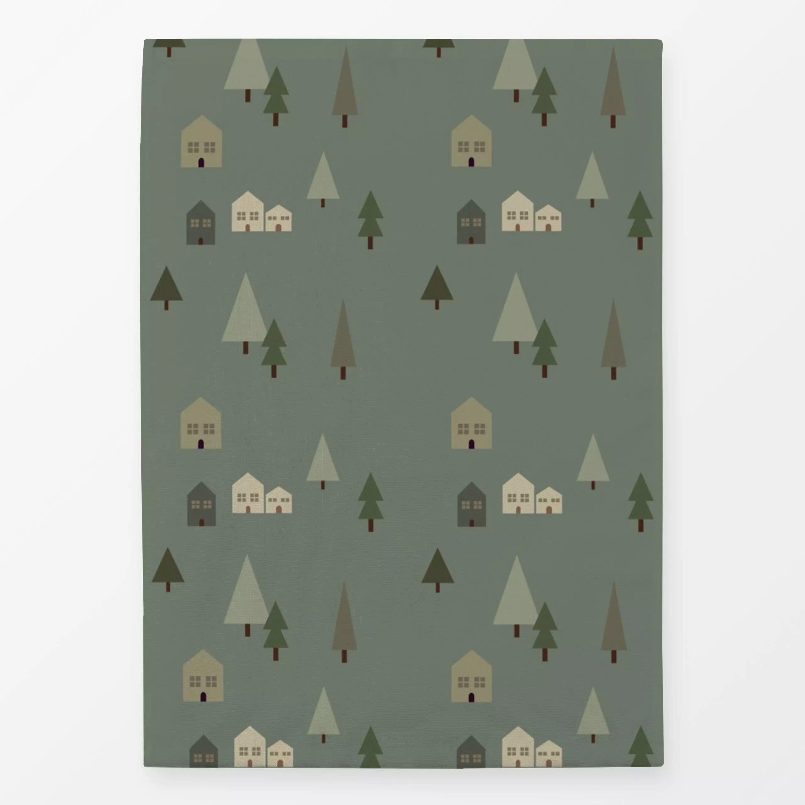 Geschirrtücher Winter Landschaft grün - Herbst, Winter - von „Jana Moßmann"; Muster, Tannenbaum, Weihnachten, Winter, Haus, ...