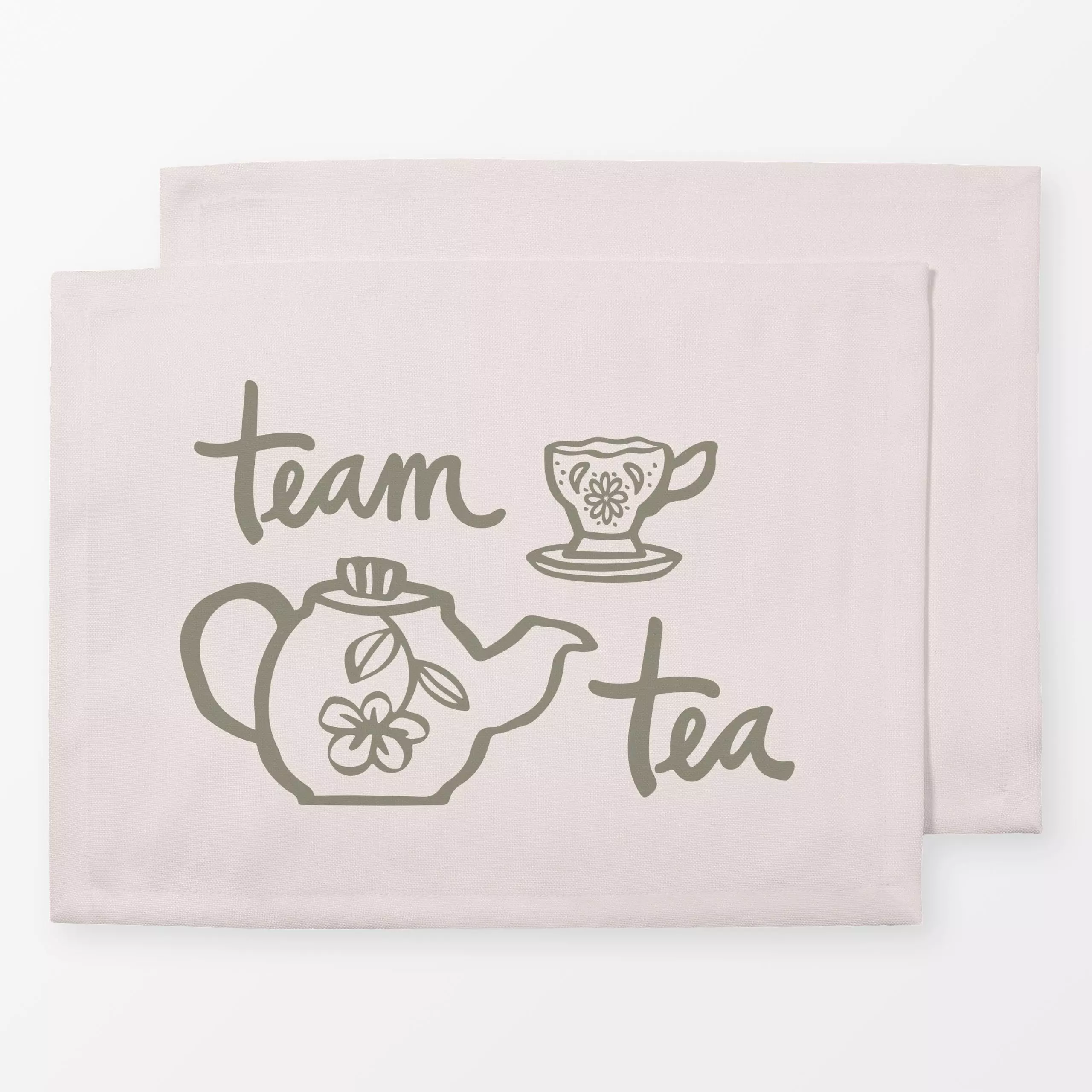 Tischset Team Tea Tee Geschirr - Herbst, Sprüche & Schriftzüge, Küche, Essen & Trinken - von „Kathrin Woo"; Spruchkissen, Te...