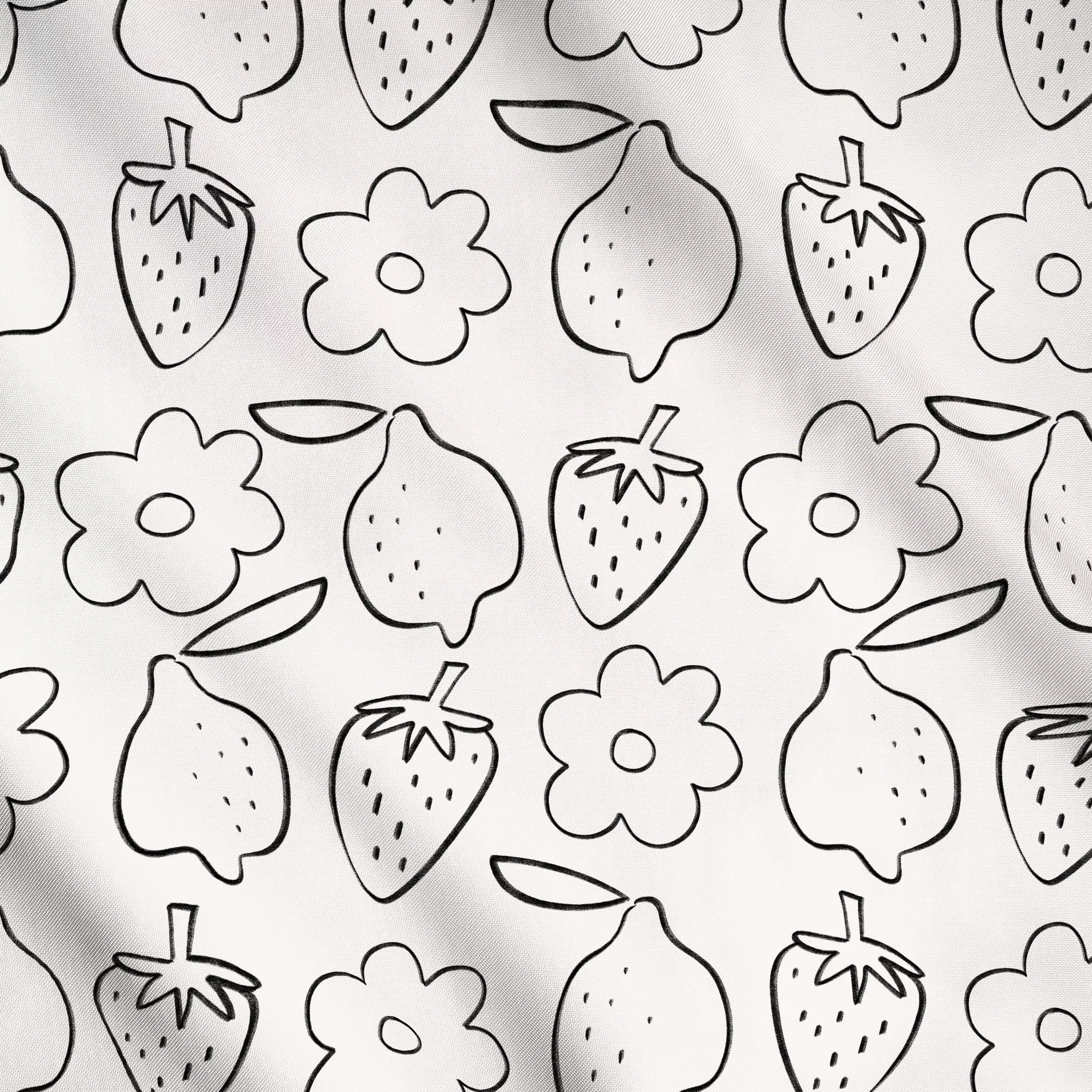 Meterware Blumen Erdbeeren Allover beige - Blumen & Florales, Sommer, Früchte - von „Kruth Design"; Obst, Garten, Sommerblum...