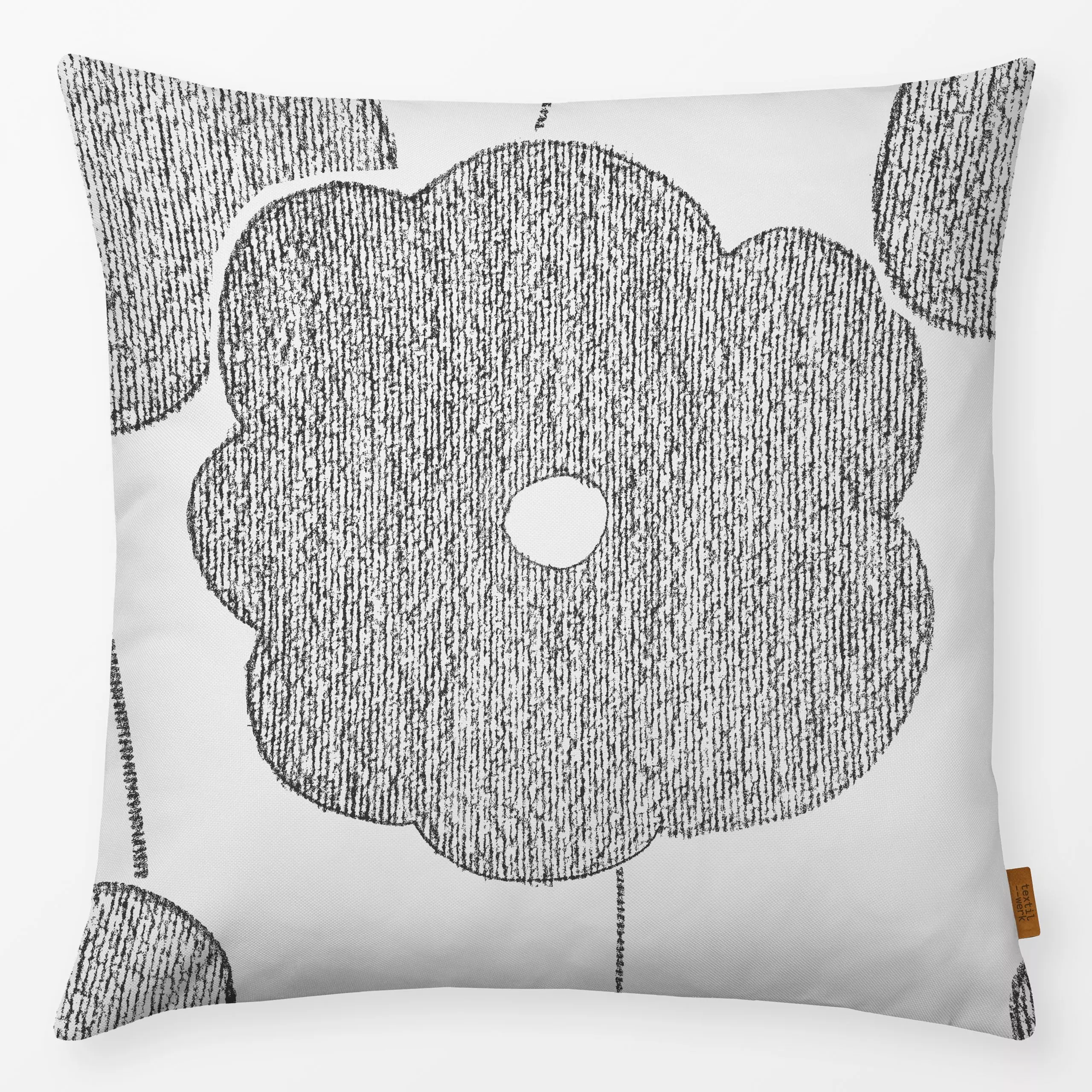 Kissen Crayon Flower anthracite - Blumen & Florales - von „Julia Schumacher“; Textur, minimal, skandinavisch, Blumen, Minima...