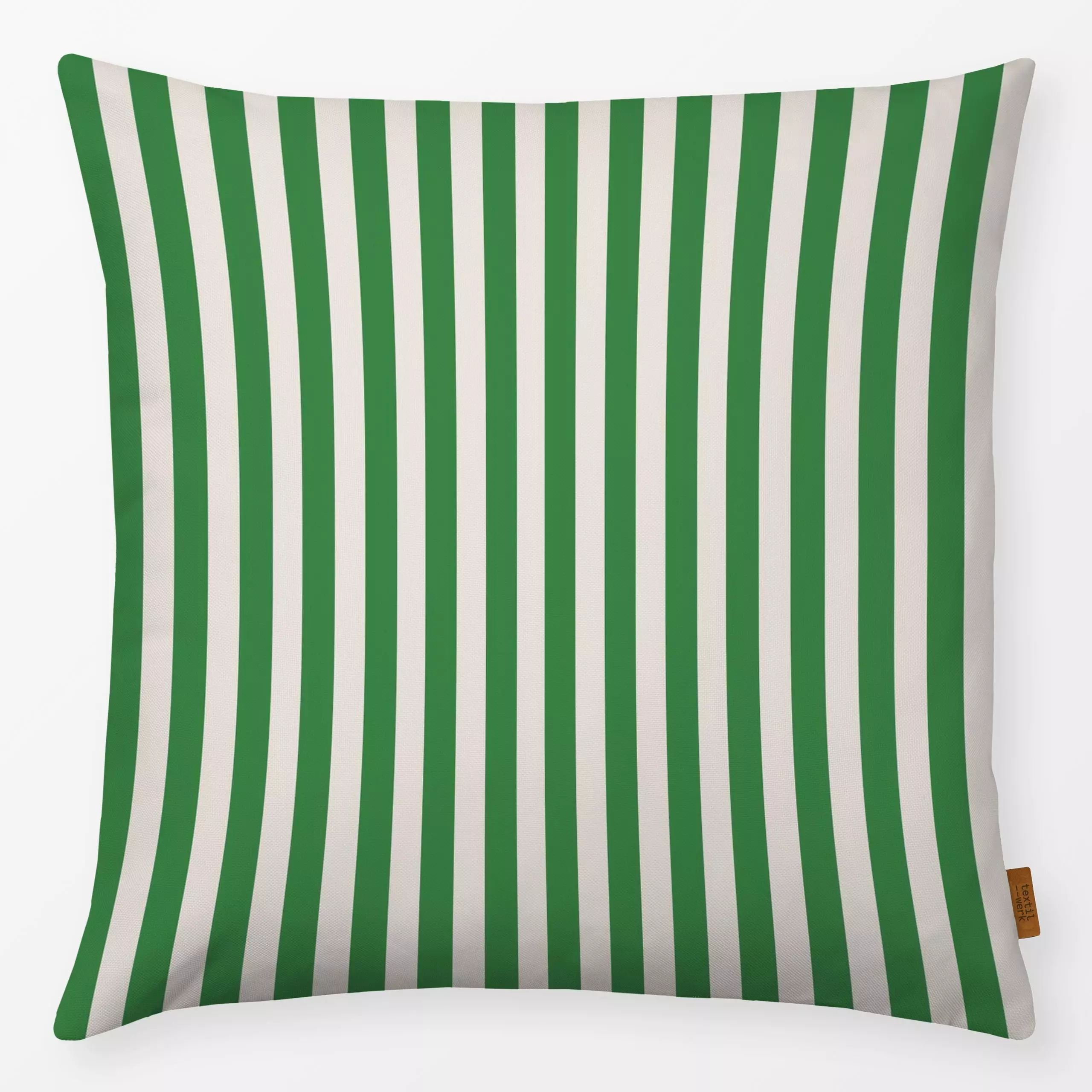 Kissen Stripes Wiesengrün - Frühling, Symbole & Muster - von „textilwerk"; Illustration, skandinavisch, beige, Ostern, minim...
