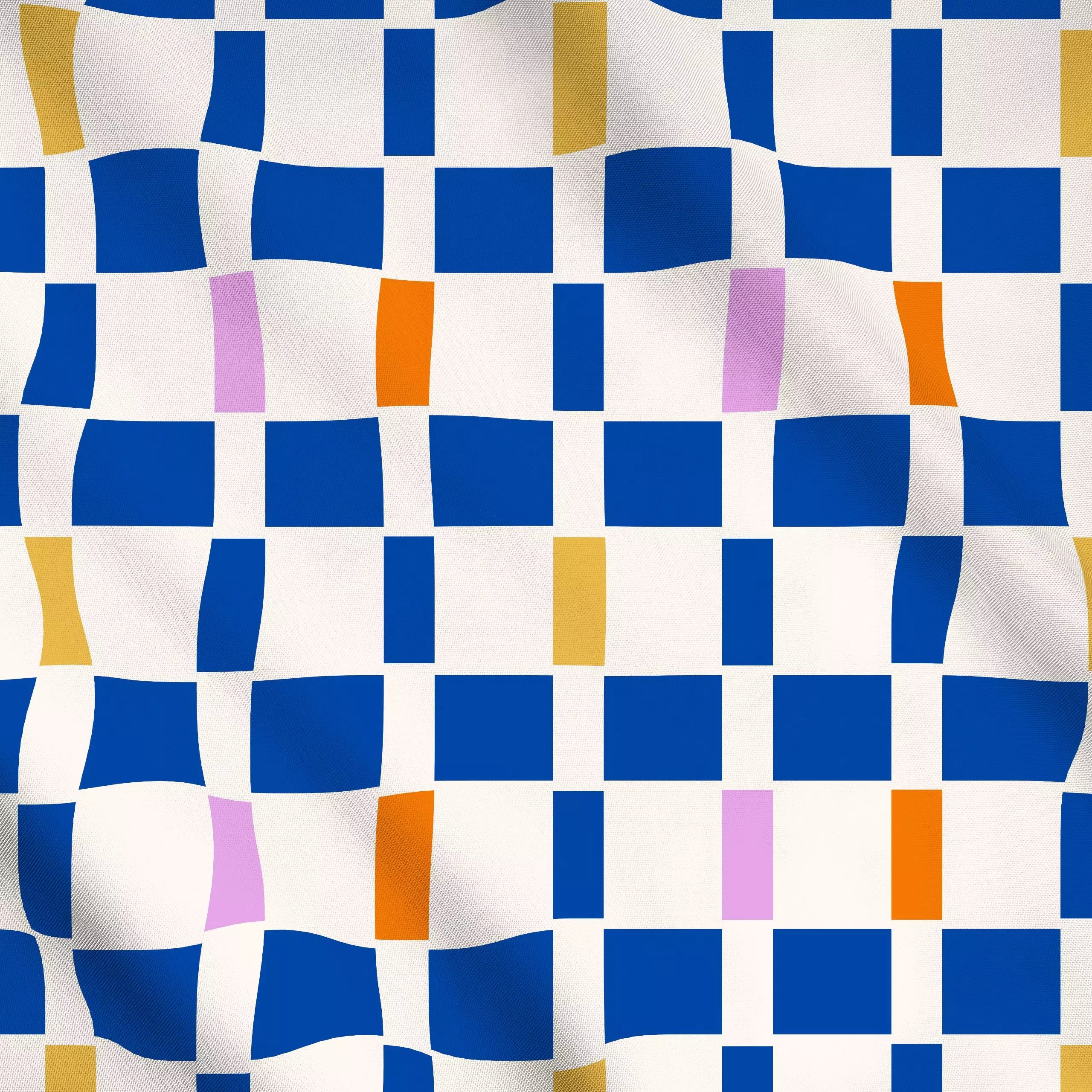 Meterware blue block stripes - Symbole & Muster - von „Patries Elisabeth"; Orange, pink, gelb, Weiss, gestreift, sommerdesig...
