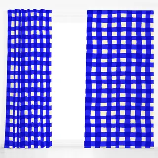 Dekovorhang Italian Blue Gingham Pattern