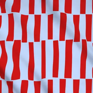 Meterware Rote Streifen auf Himmelblau