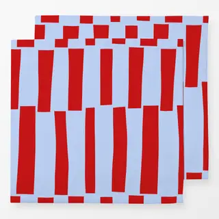 Servietten Rote Streifen auf Himmelblau