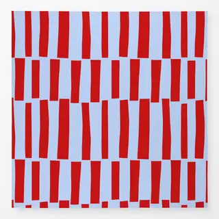 Tischdecke Rote Streifen auf Himmelblau