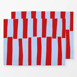 Tischset Rote Streifen auf Himmelblau