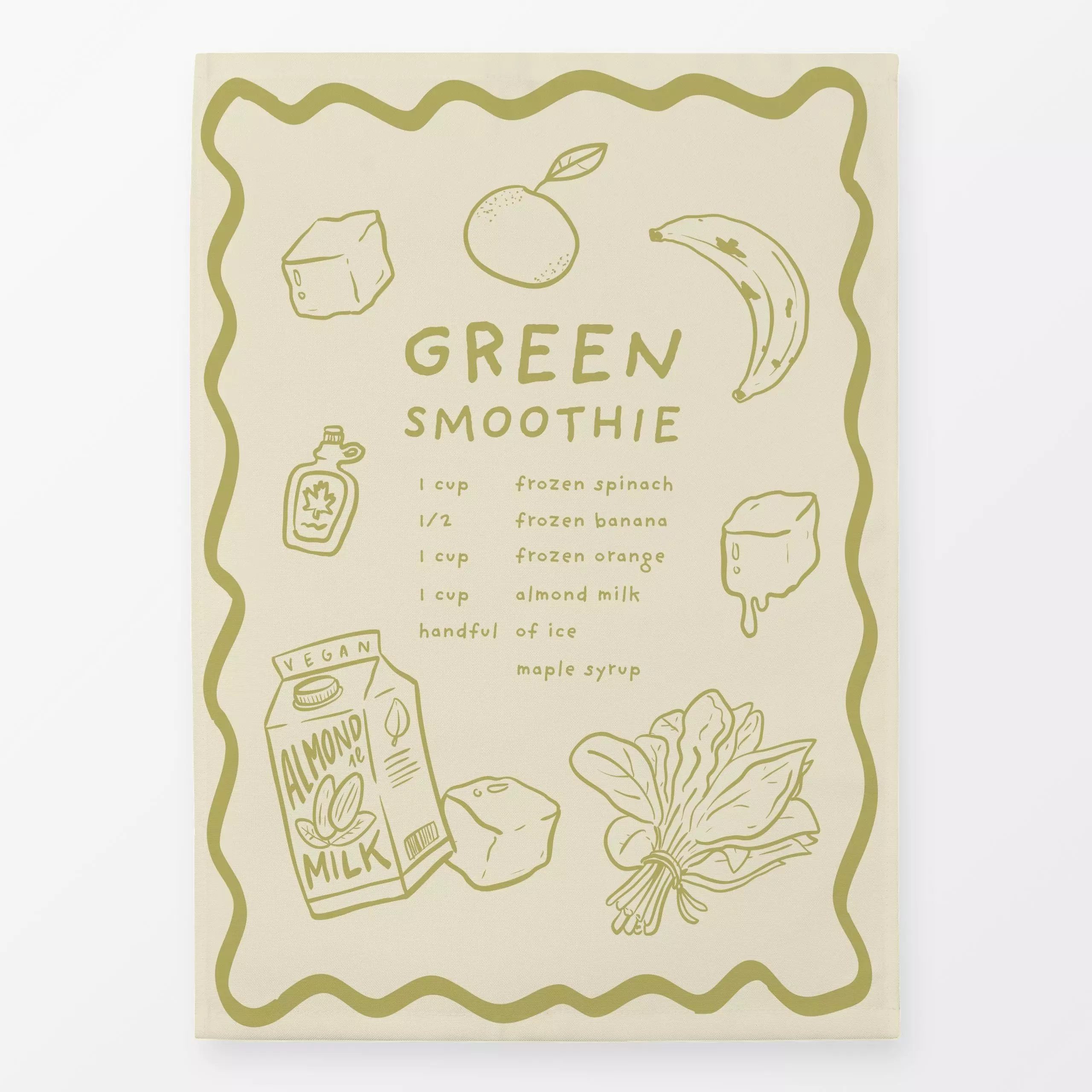 Geschirrtücher Green Smoothie Rezept - Sommer, Küche, Essen & Trinken, Gemüse - von „textilwerk“; Sommer, Picknick, typo, gr...