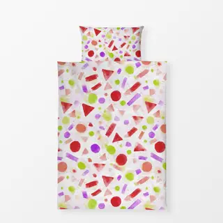 Bettwäsche Formenstudie-rot-gruen