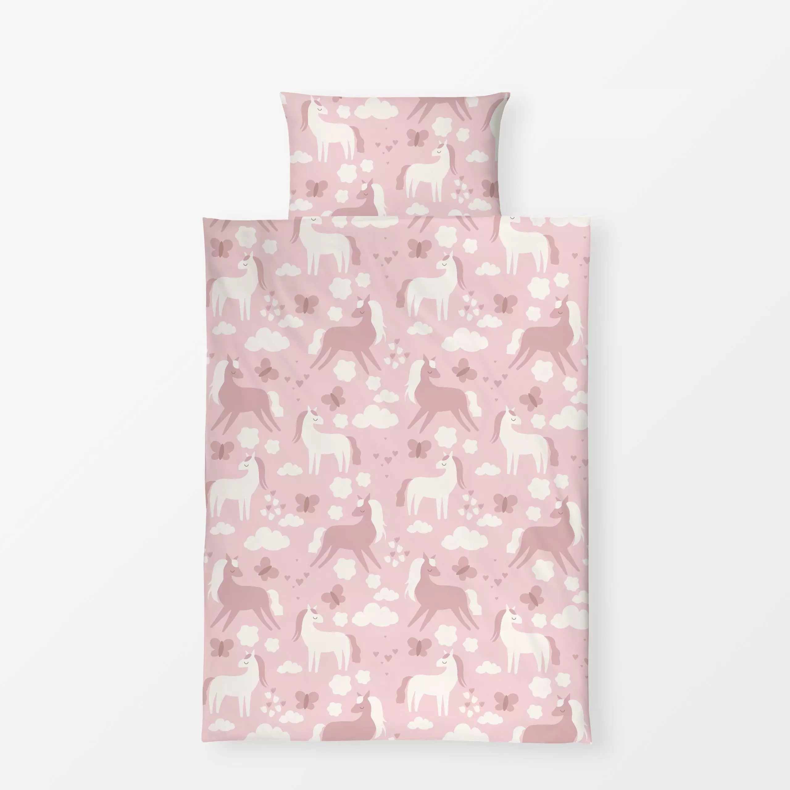 Bettwäsche Rosa Ponys - Kinderzimmer & Motive für Kinder - von „Sara Maria"; skandinavisch, Einhorn, Kinderzimmer, pink, Nor...