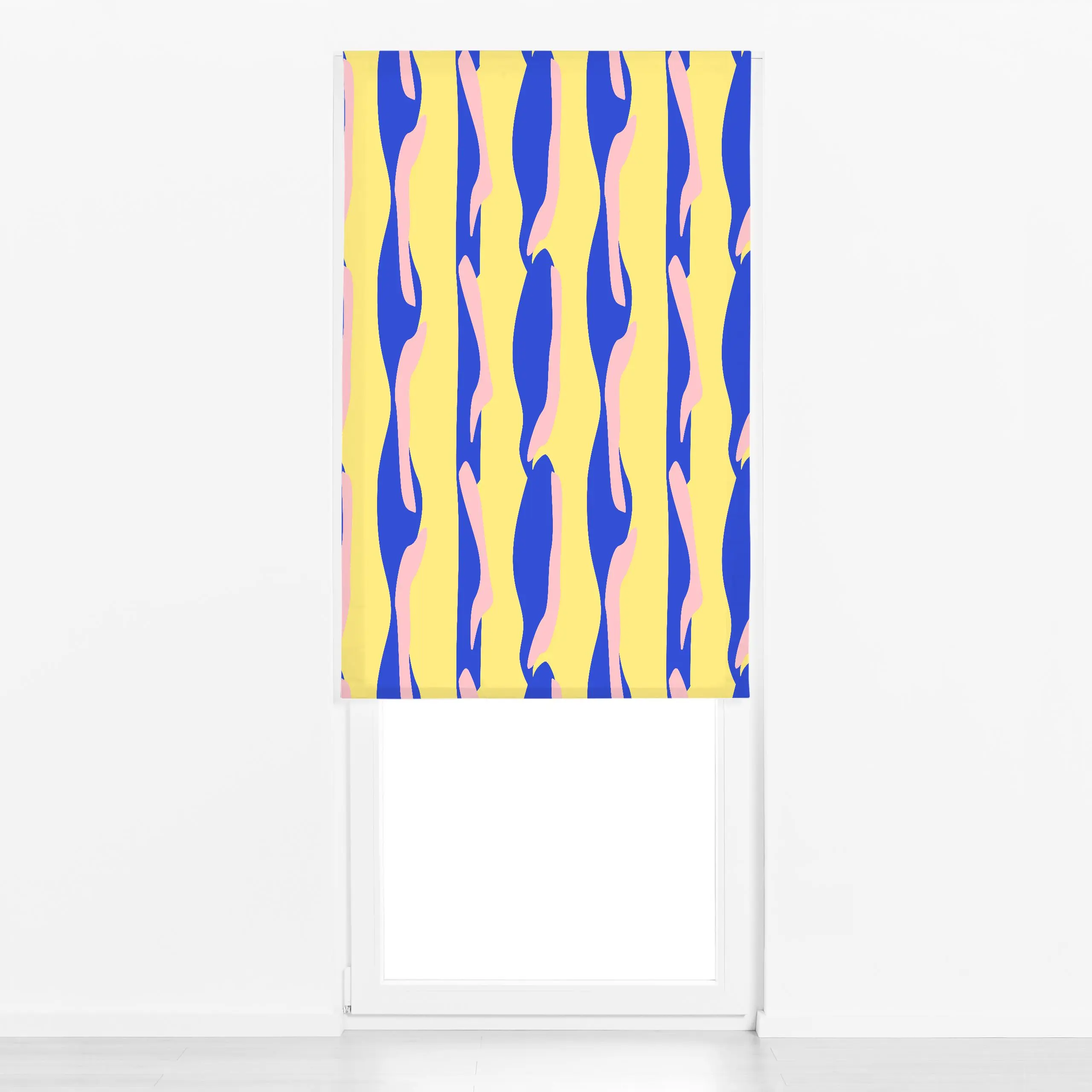 Raffrollo COLORFUL TIGER BLUE - Sommer, Symbole & Muster - von „Jana Moßmann"; Muster, linie, Linien, abstrakt, Streifen, ro...