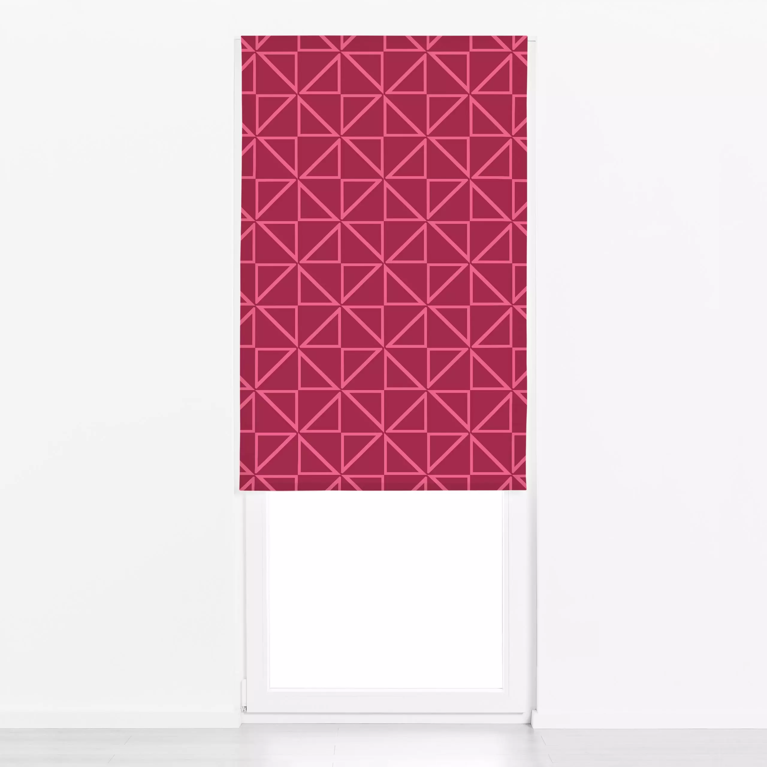 Raffrollo Viva Magenta Triangles - Symbole & Muster - von „Andrea Haase"; Muster, Retro, Geometrisch, Minimalismus, pink, Dr...