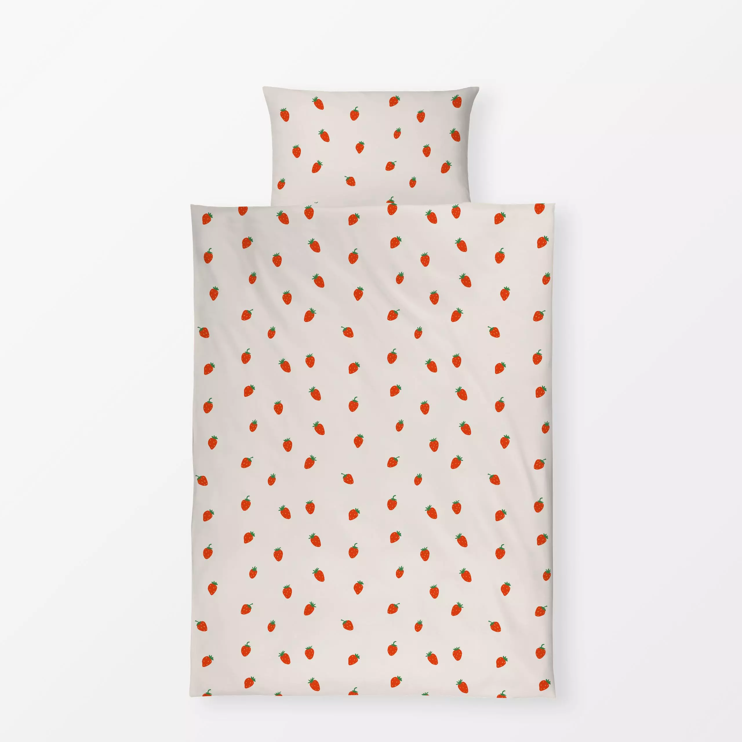 Bettwäsche Erdbeer Muster - Sommer - von „textilwerk"; Illustration, skandinavisch, beige, Sommer, bunt, minimalistisch, sch...