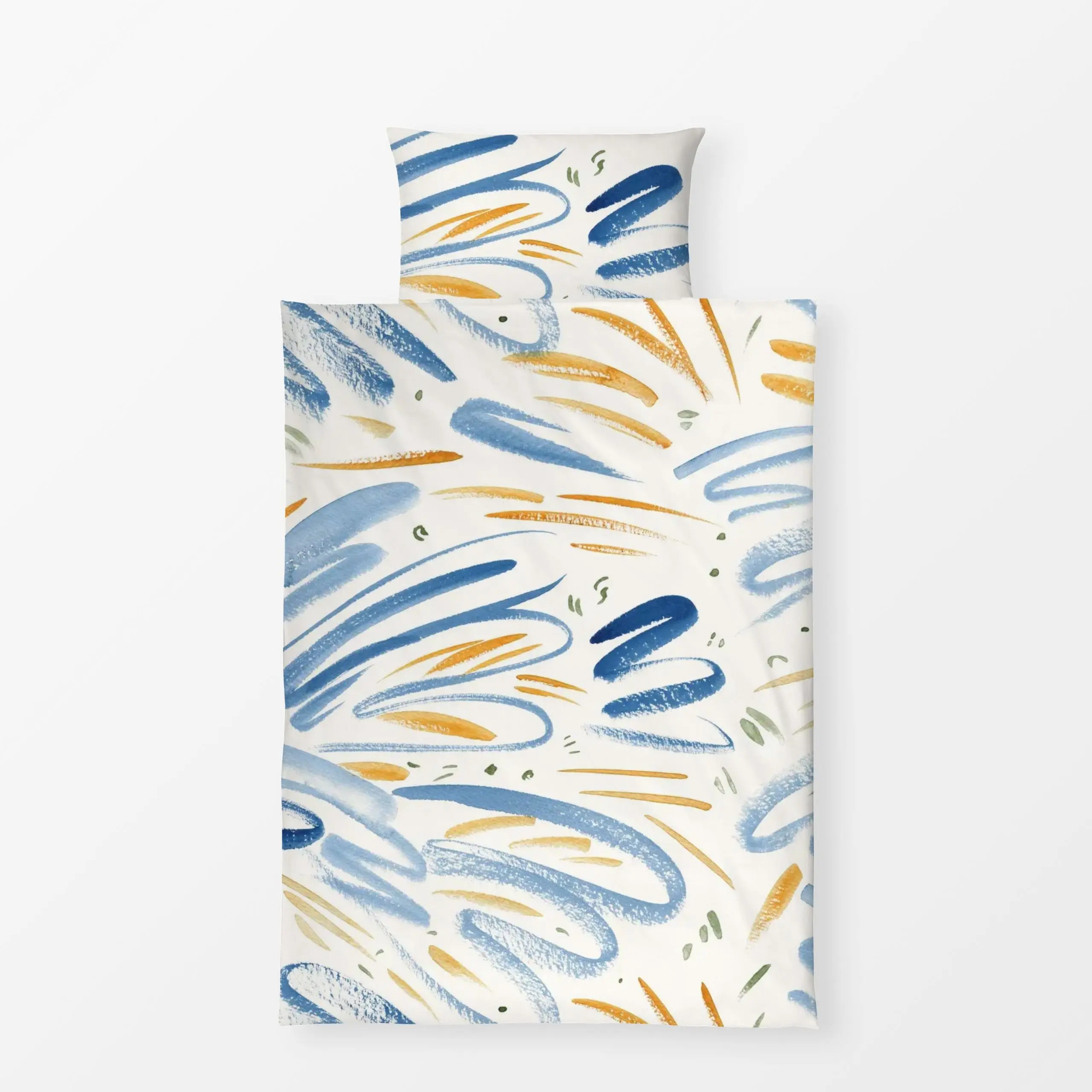 Bettwäsche Summer Flow - Symbole & Muster - von „Studio Salz"; Wasserfarben, Aquarell, Gouache, Pinselstrich, bunt, farbenfr...
