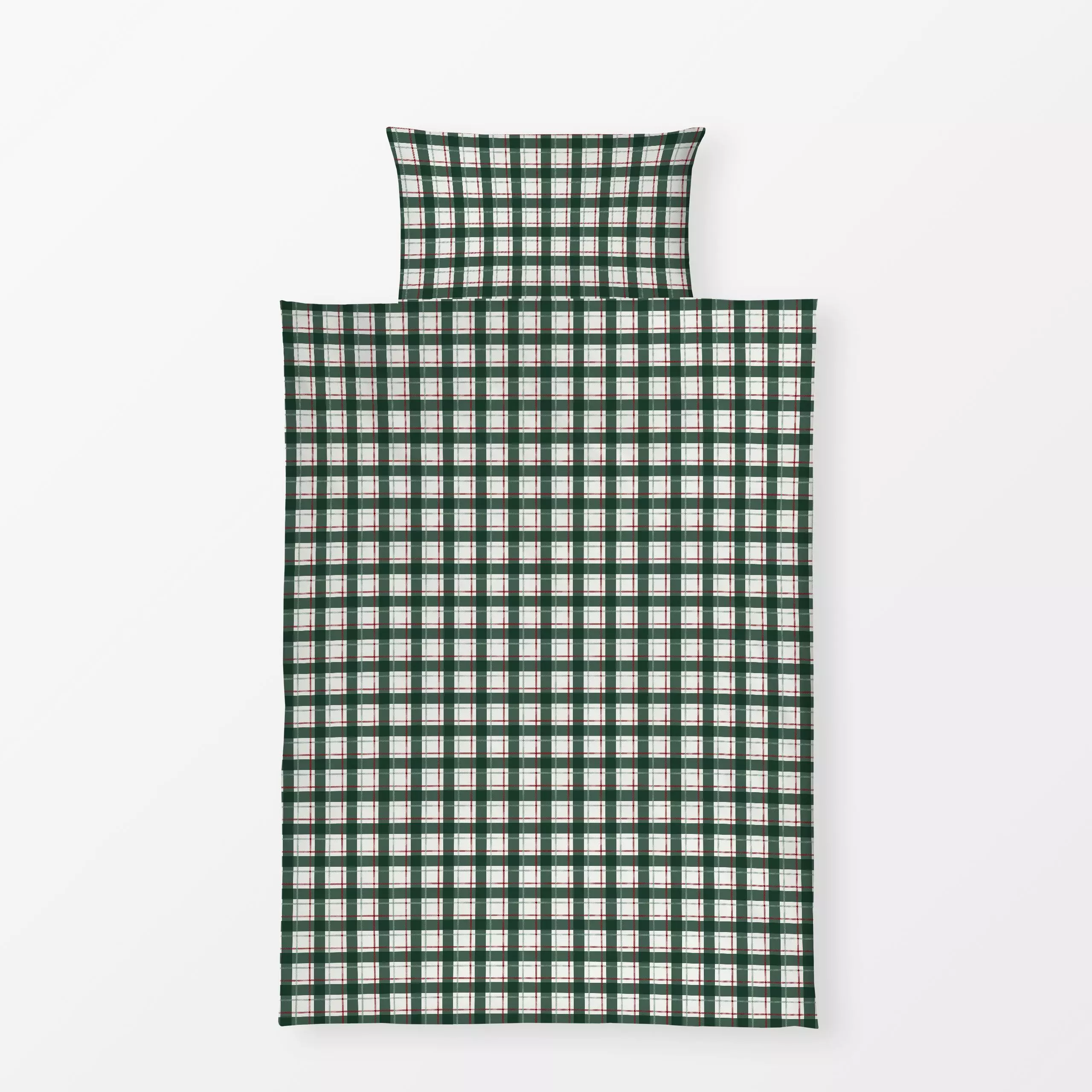 Bettwäsche Wichtel Plaid dunkelgrün - Symbole & Muster, Anlässe - von „Katrin Graff"; Karo, landhaus, weihnachtlich, winterd...