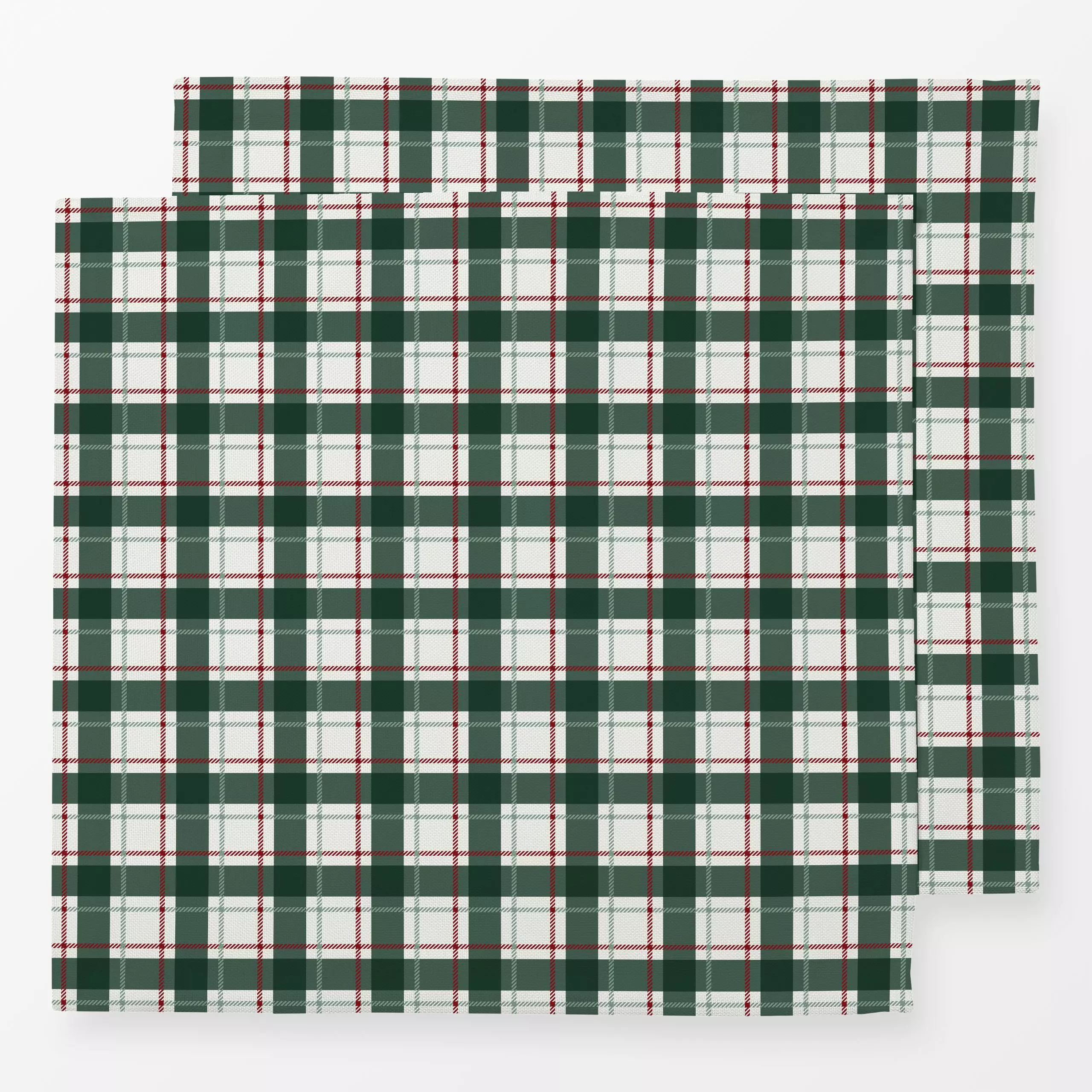 Servietten Wichtel Plaid dunkelgrün - Symbole & Muster, Anlässe - von „Katrin Graff"; Karo, landhaus, weihnachtlich, winterd...