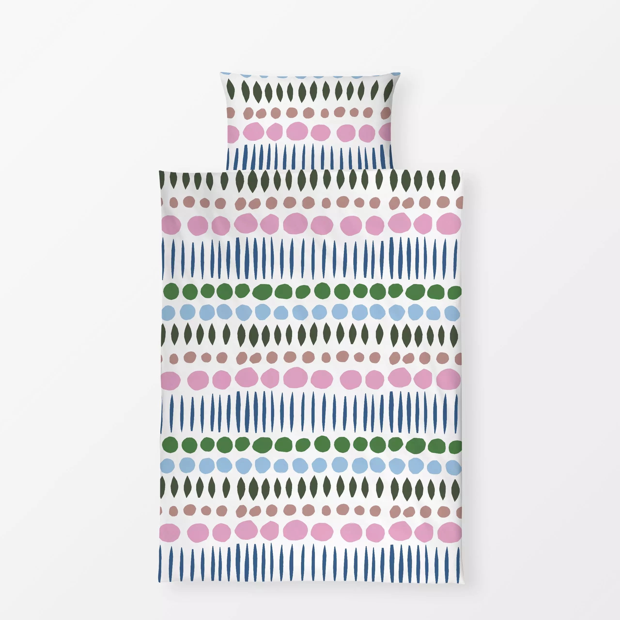 Bettwäsche Pattern Springtime weiß - Symbole & Muster - von „Iris Knabenschuh Textildesign"; Muster, Blatt, Punkte, Blätter,...