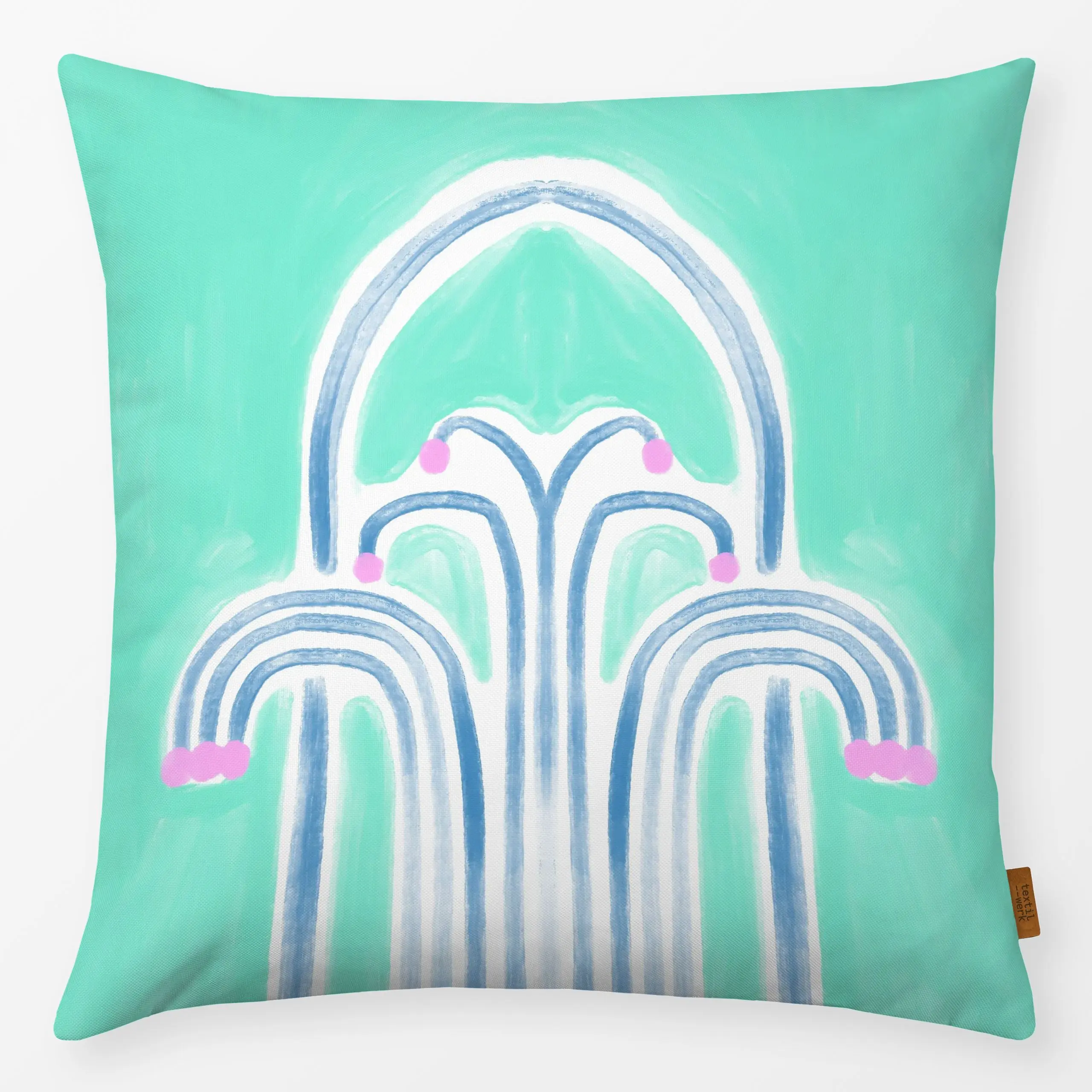 Kissen Fliese Türkis - Symbole & Muster - von „Sophie Augustin Illustration"; Sommer, mediterran, Fliesen, Fliesenmotiv