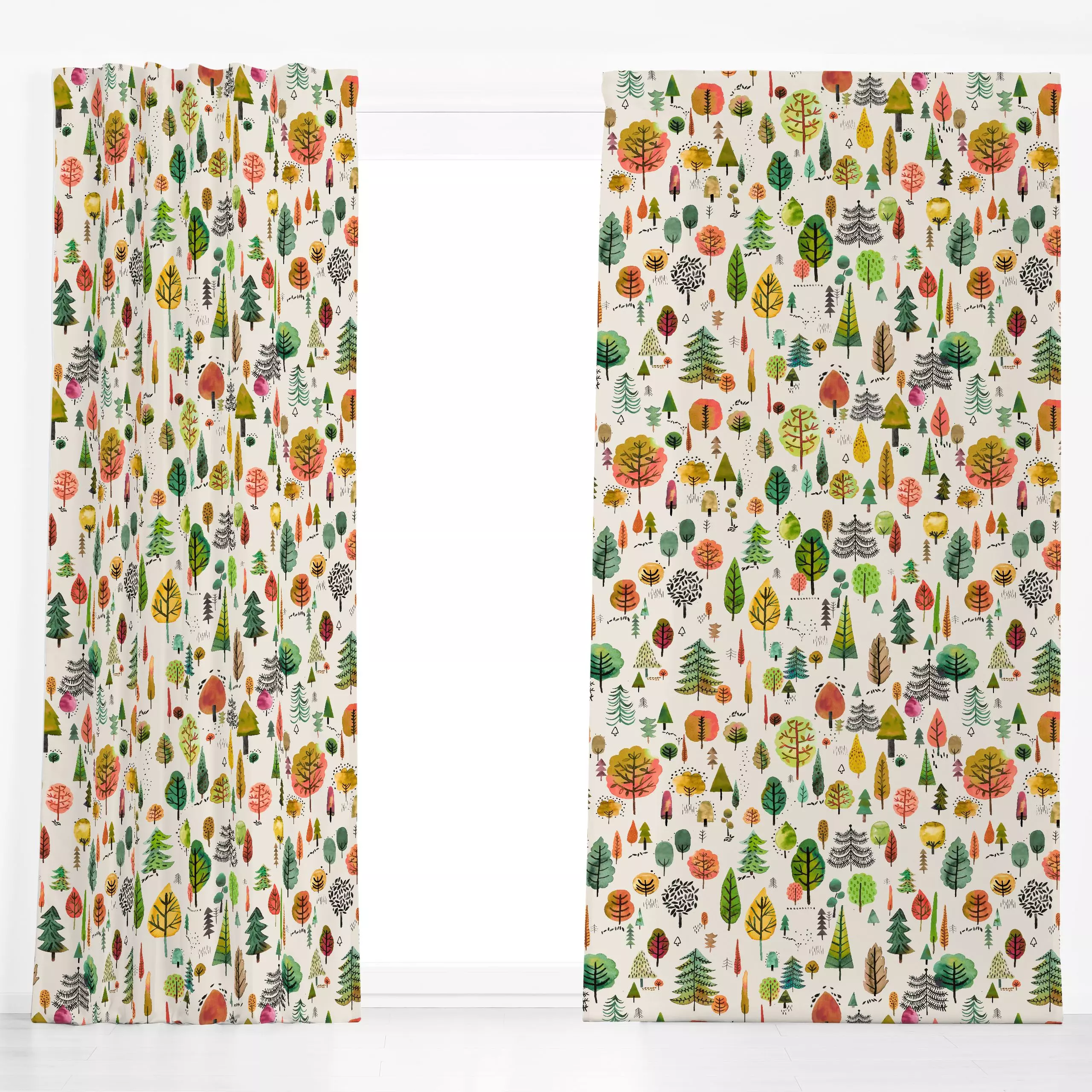 Dekovorhang Autumn Colorful Trees Orange - Herbst, Natur & Landschaft, Pflanzen & Botanik - von „Ninola Design "; Natur, Kin...