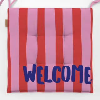 Sitzkissen Welcome pink rot