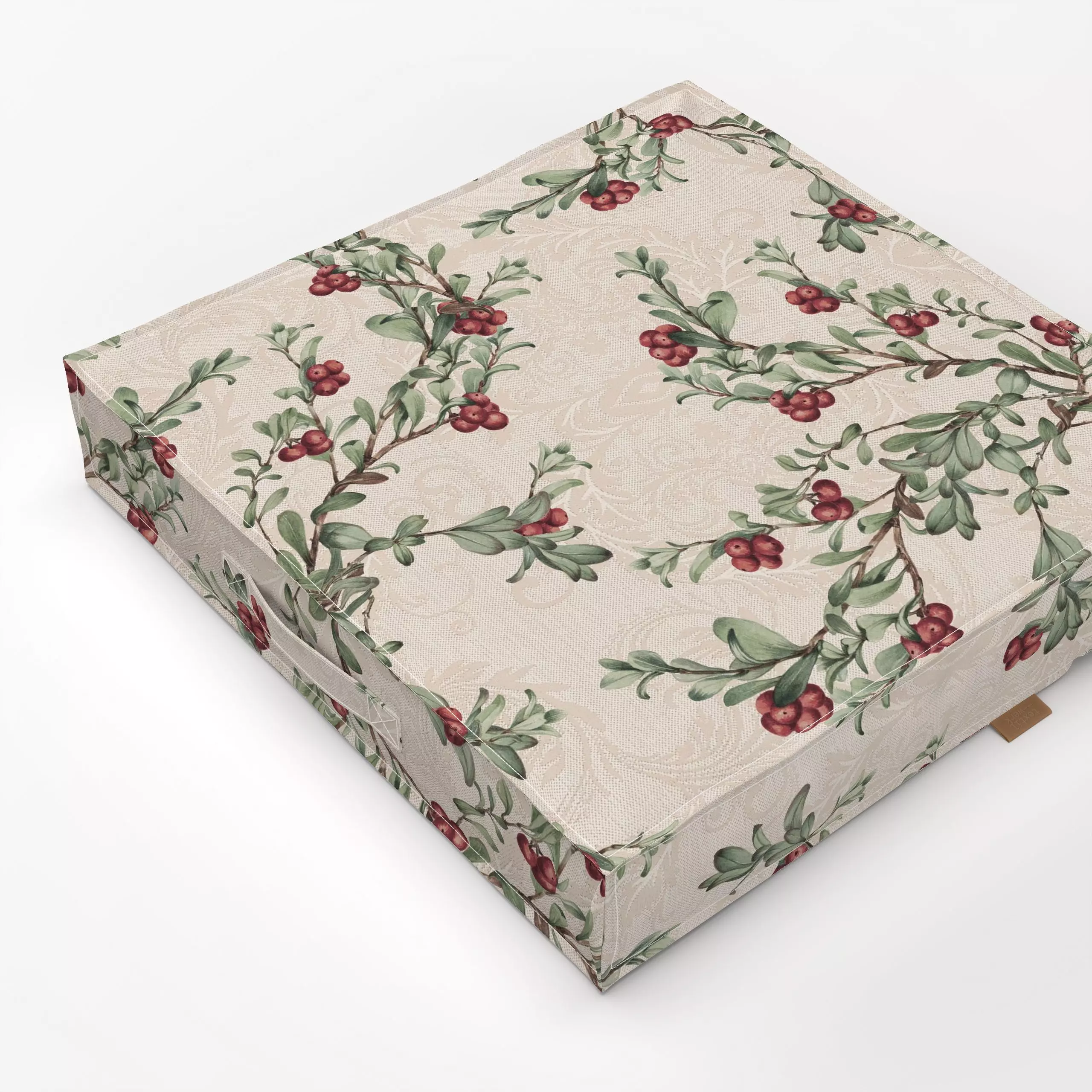 Bodenkissen Christmas Mistletoe & Berries - Weihnachten, Pflanzen & Botanik, Retro & Vintage - von „Bloomery Decor"; Beeren,...