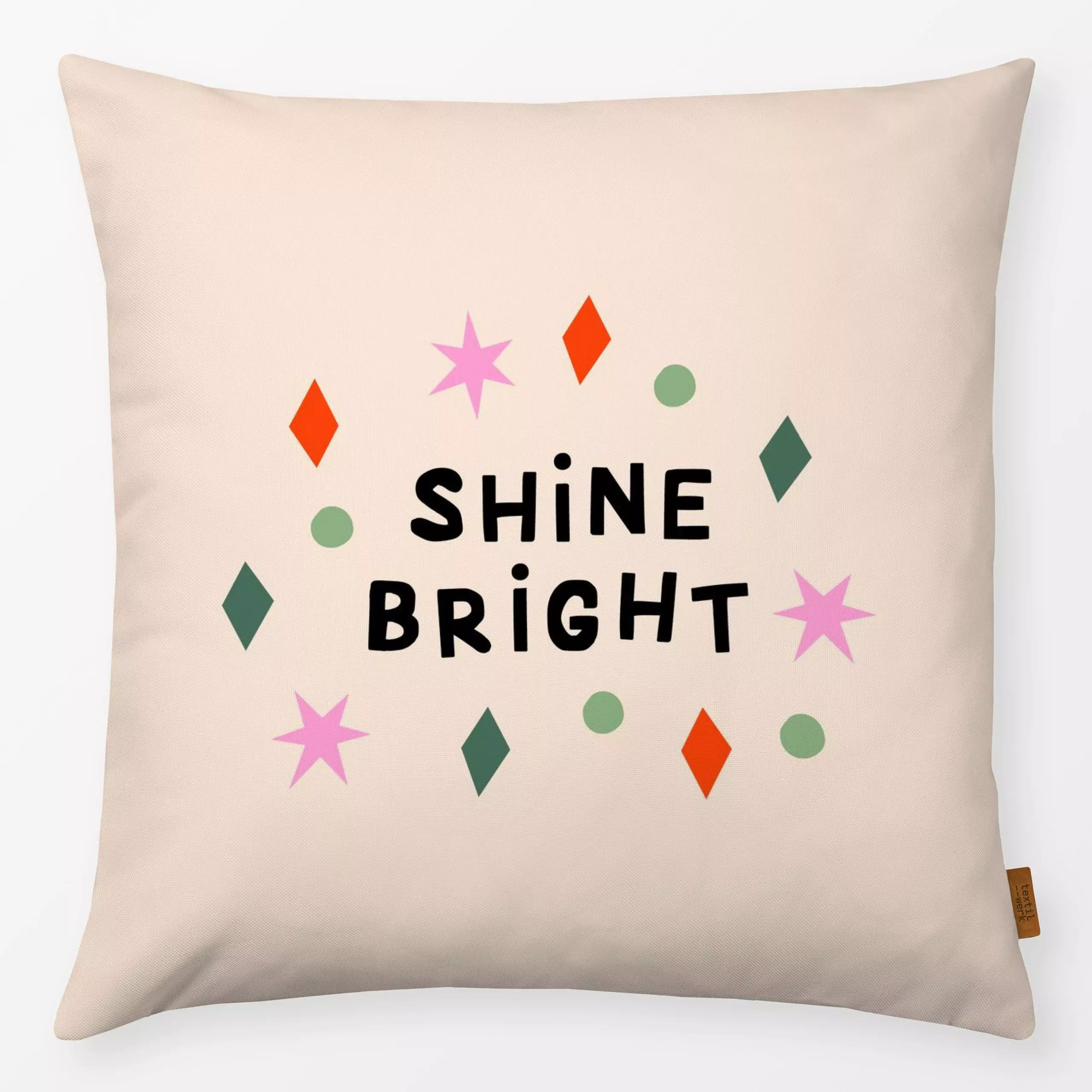 Kissen Shine Bright - Weihnachten - von „Maren Gross "; Merry Christmas, trend, xmas, geschenkidee, Lettering, statement, ty...